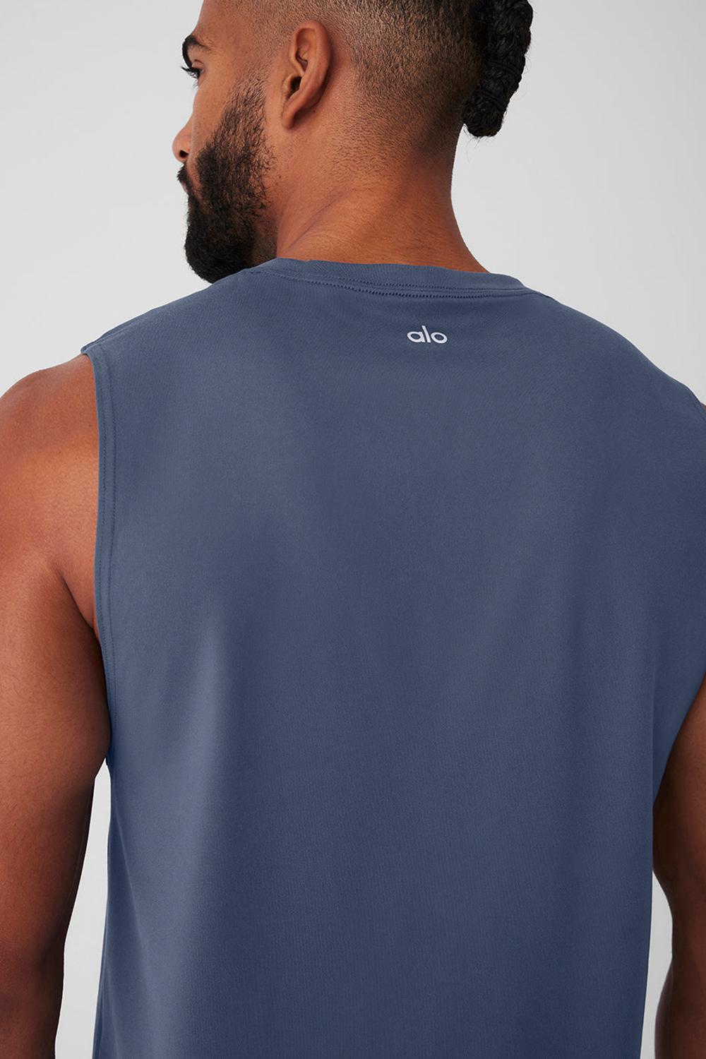 φανελακια για τρεξιμο ανδρικα Alo Yoga Conquer Muscle Bluestone | Greece  IACUM-0453