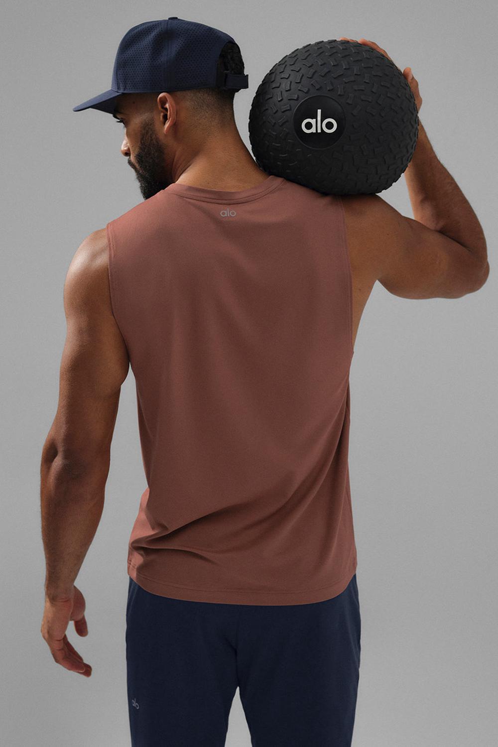 φανελακια για τρεξιμο ανδρικα Alo Yoga Conquer Muscle Chestnut | Greece  OGAQH-9153