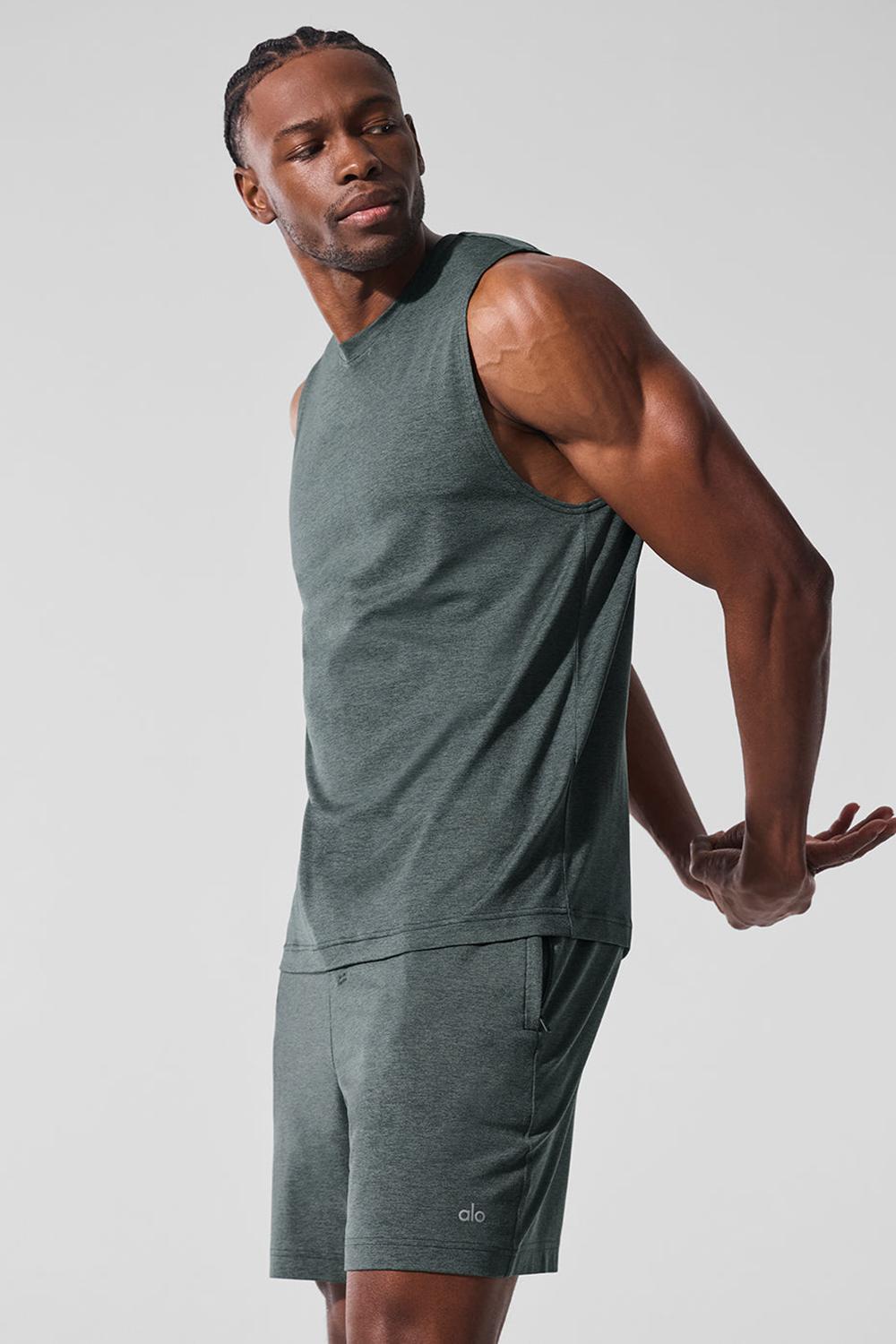 φανελακια για τρεξιμο ανδρικα Alo Yoga Conquer Muscle πρασινο | Greece  CPKZU-6945