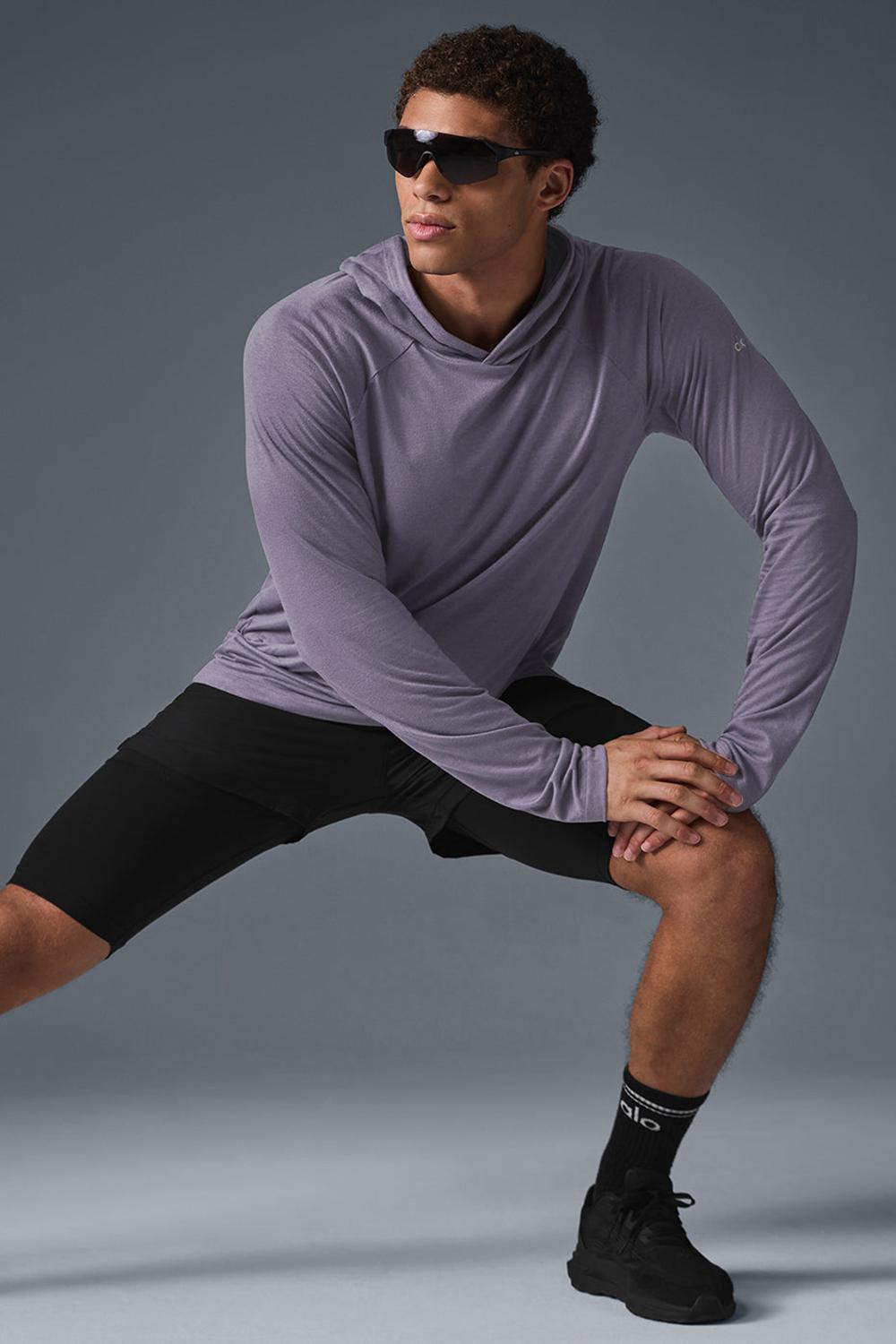 Φουτερ με Κουκουλα ανδρικα Alo Yoga Core Runner Italian Plum | Greece  ENWKJ-9013