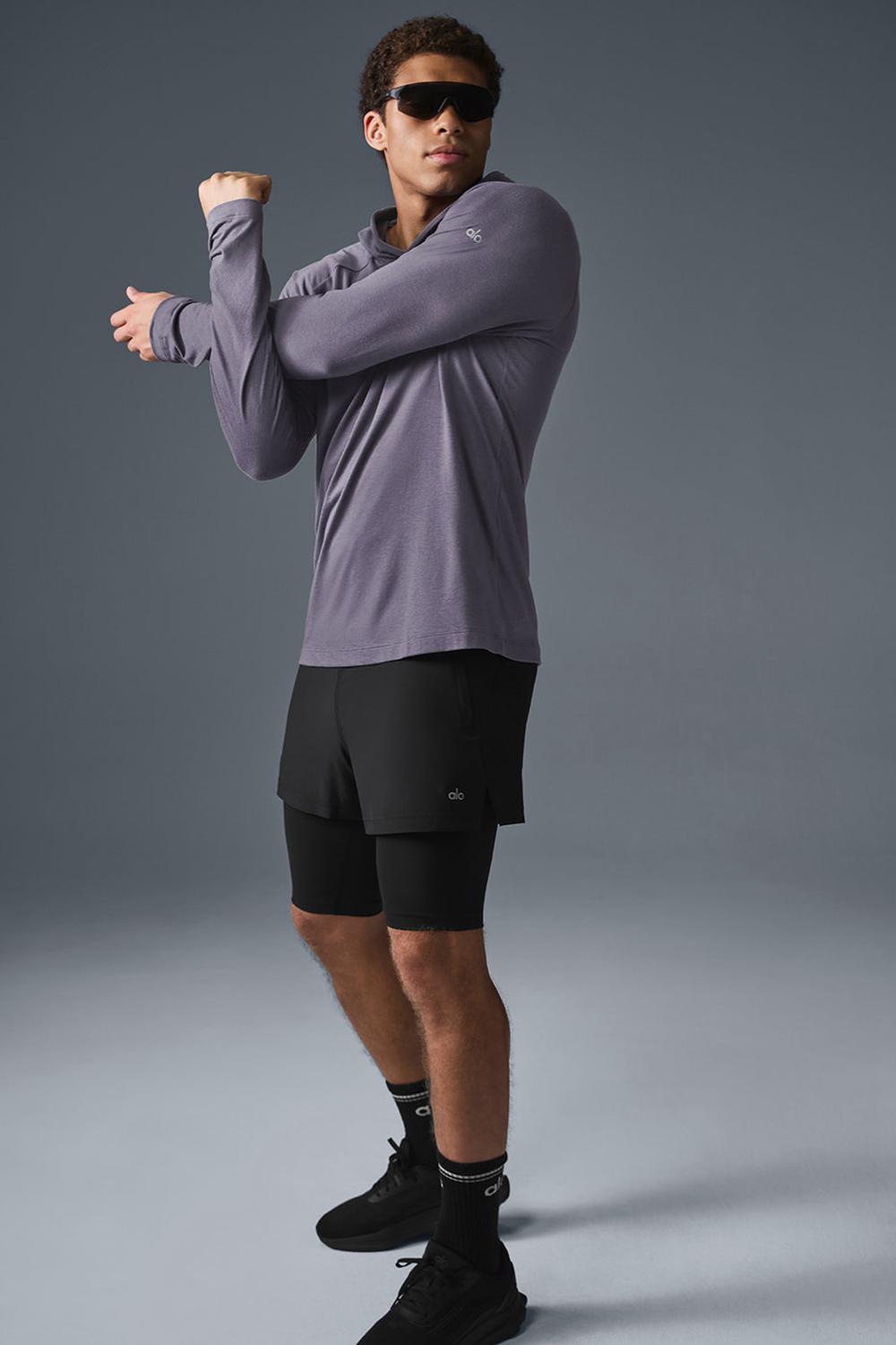 Φουτερ με Κουκουλα ανδρικα Alo Yoga Core Runner Italian Plum | Greece  ENWKJ-9013
