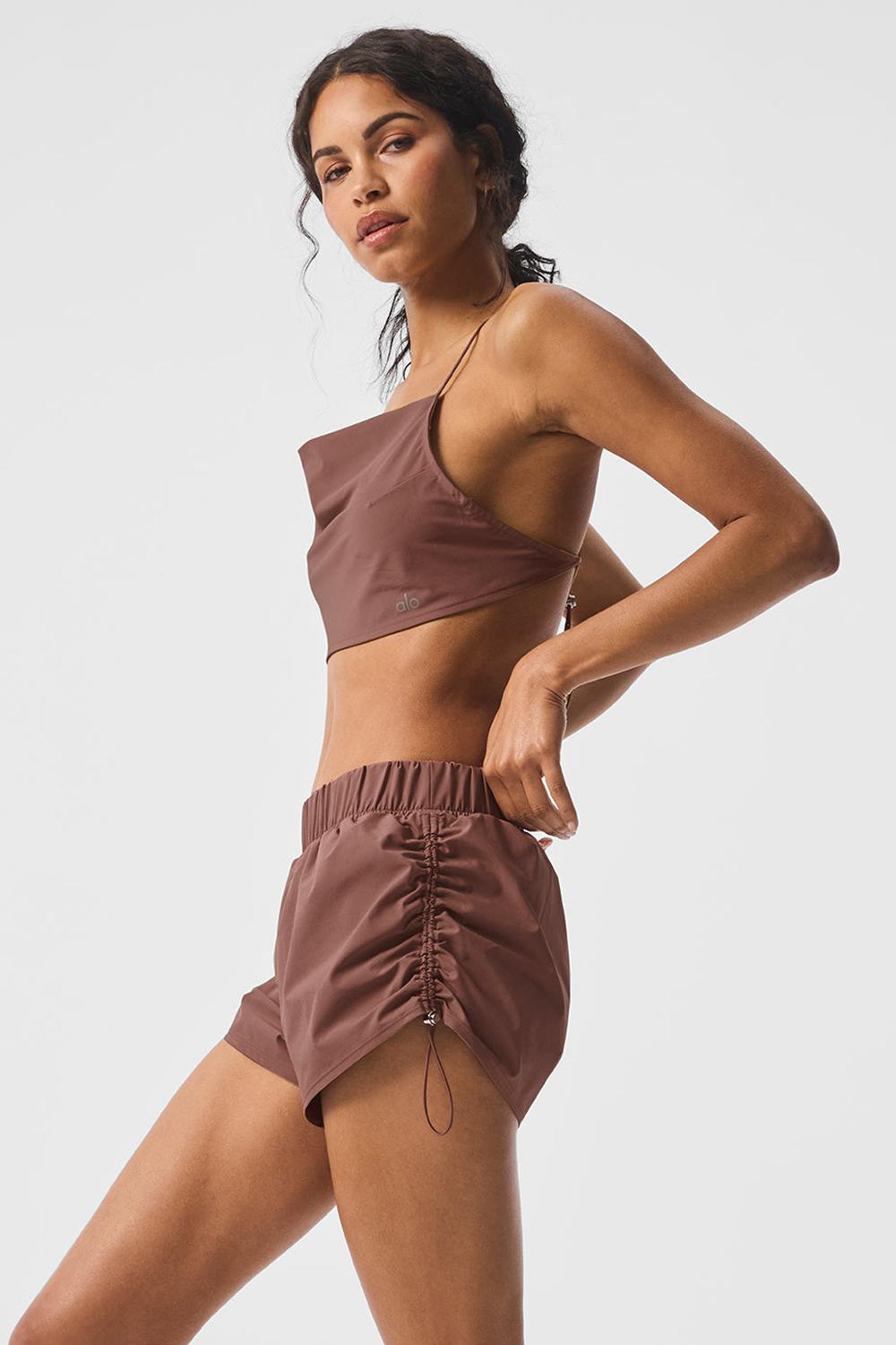 φανελακια για τρεξιμο γυναικεια Alo Yoga Cropped Megastar Chestnut | Greece  TGKZC-7945