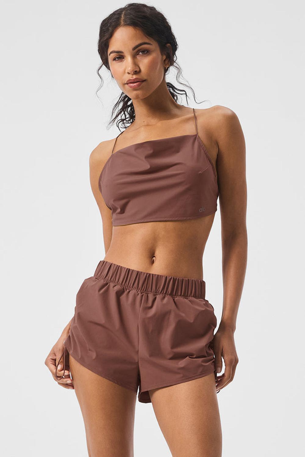 φανελακια για τρεξιμο γυναικεια Alo Yoga Cropped Megastar Chestnut | Greece  TGKZC-7945