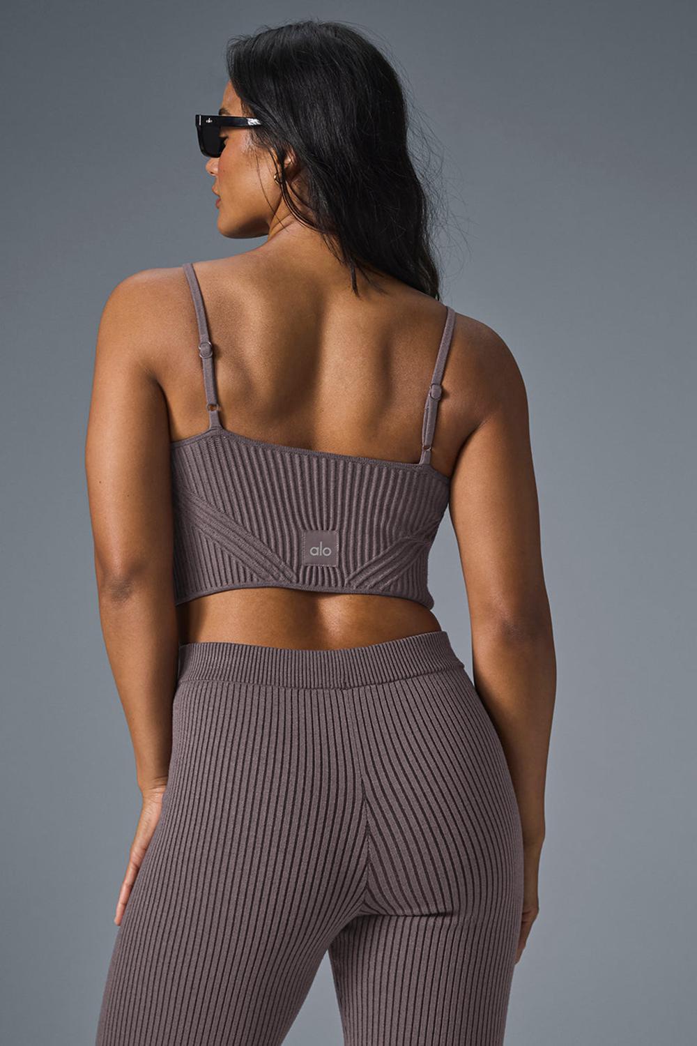 φανελακια για τρεξιμο γυναικεια Alo Yoga Denim Knit Garter μαυρα | Greece  OACJK-9014