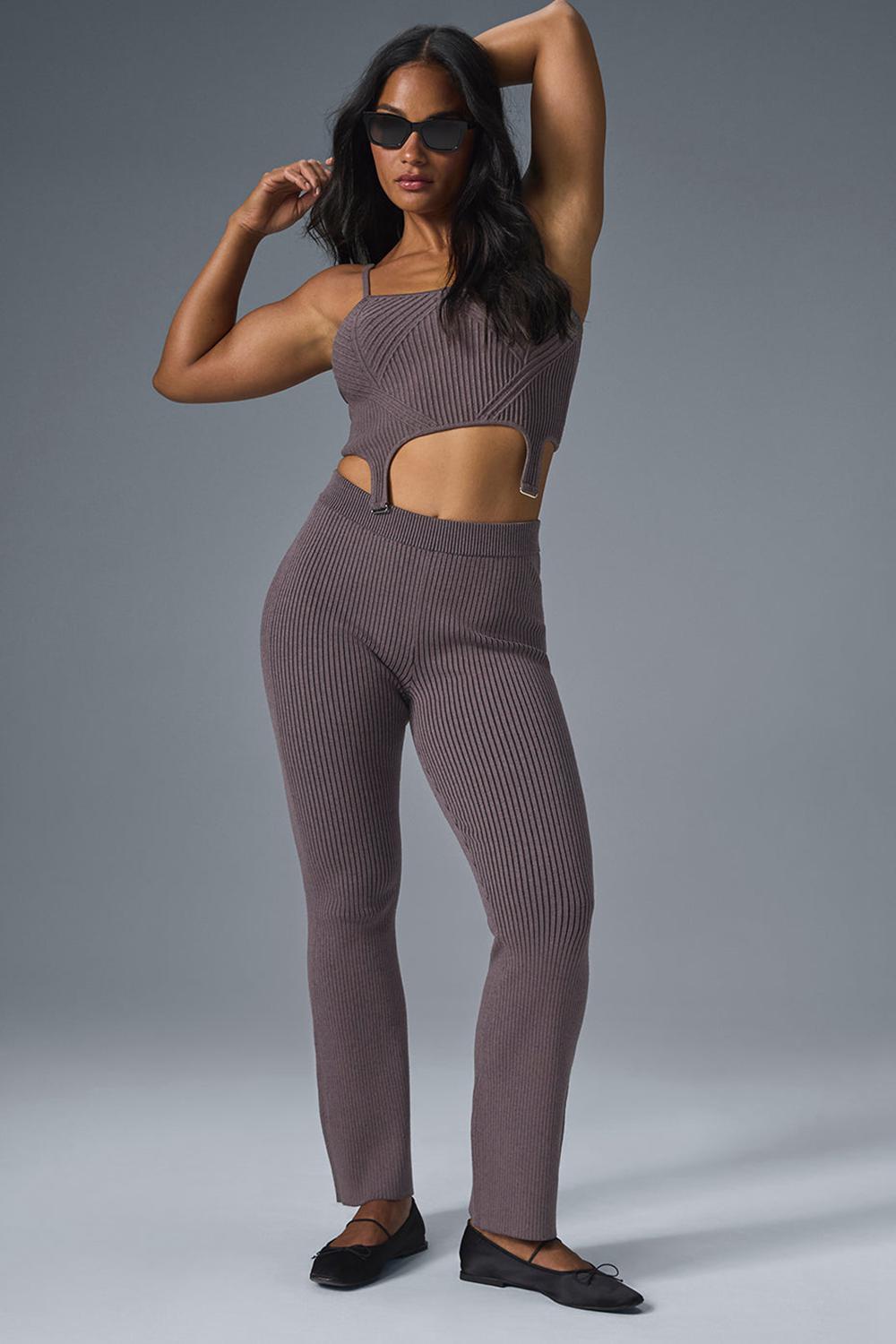 φανελακια για τρεξιμο γυναικεια Alo Yoga Denim Knit Garter μαυρα | Greece  OACJK-9014