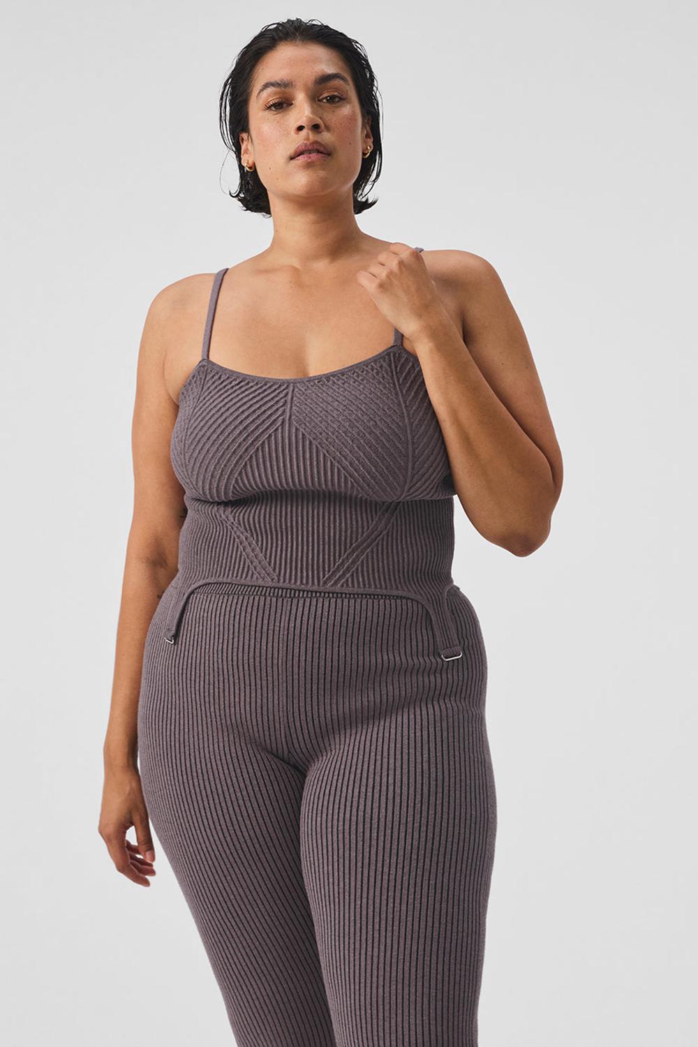 φανελακια για τρεξιμο γυναικεια Alo Yoga Denim Knit Garter μαυρα | Greece  OACJK-9014