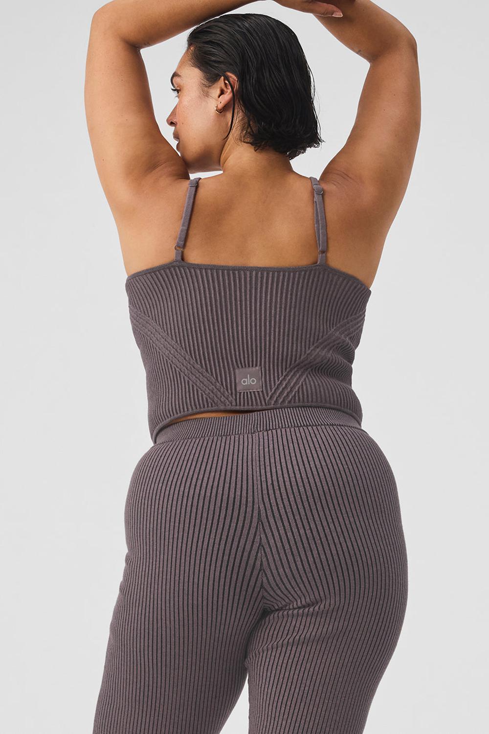 φανελακια για τρεξιμο γυναικεια Alo Yoga Denim Knit Garter μαυρα | Greece  OACJK-9014