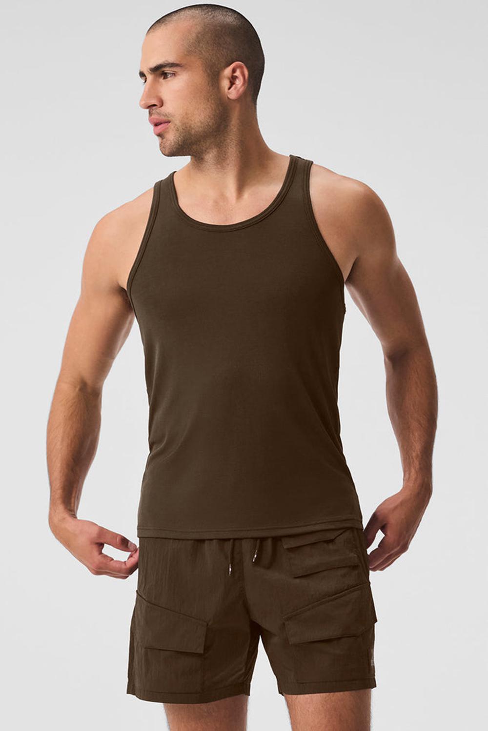 φανελακια για τρεξιμο ανδρικα Alo Yoga Everyday Modal Rib Espresso | Greece  RYUGX-6397