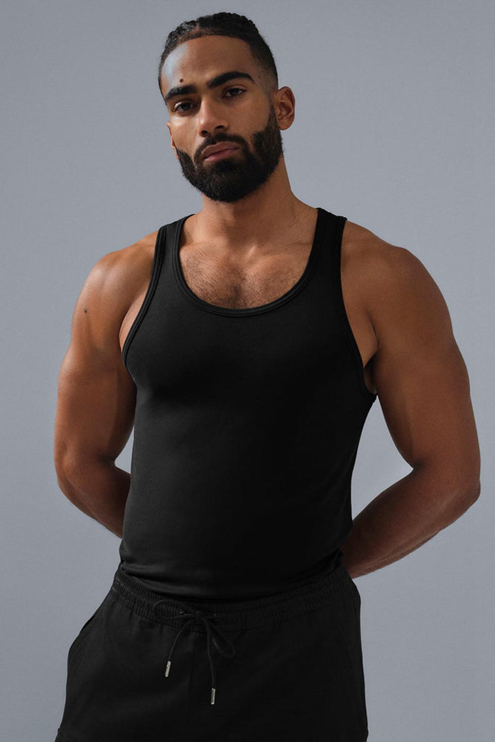 φανελακια για τρεξιμο ανδρικα Alo Yoga Everyday Modal Rib μαυρα | Greece  HZLBS-7598