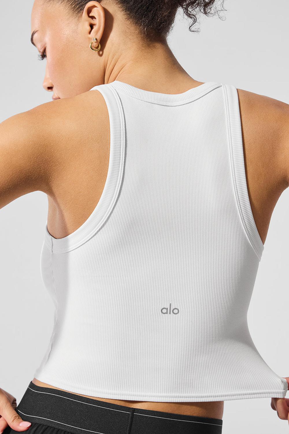 φανελακια για τρεξιμο γυναικεια Alo Yoga Goddess Ribbed Go-To ασπρα | Greece  FJEIG-6598