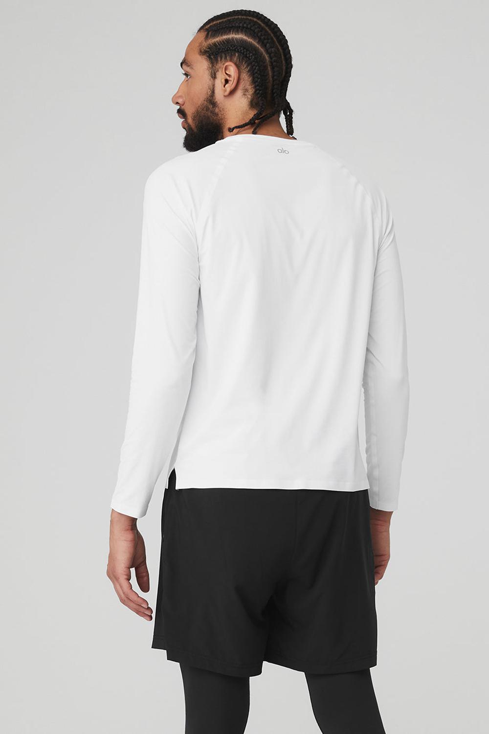 μπλουζακια για τρεξιμο ανδρικα Alo Yoga Idol Long Sleeve Performance ασπρα | Greece  ETJGS-9435