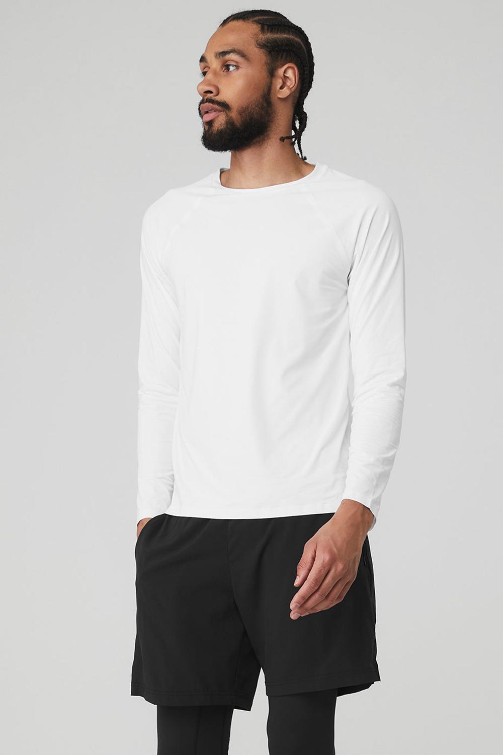 μπλουζακια για τρεξιμο ανδρικα Alo Yoga Idol Long Sleeve Performance ασπρα | Greece  ETJGS-9435