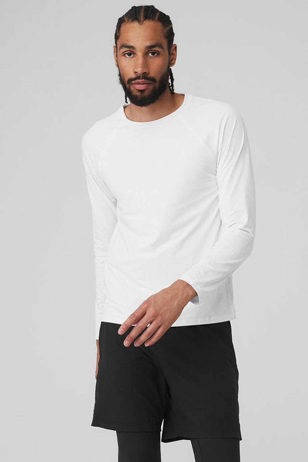 μπλουζακια για τρεξιμο ανδρικα Alo Yoga Idol Long Sleeve Performance ασπρα | Greece  ETJGS-9435