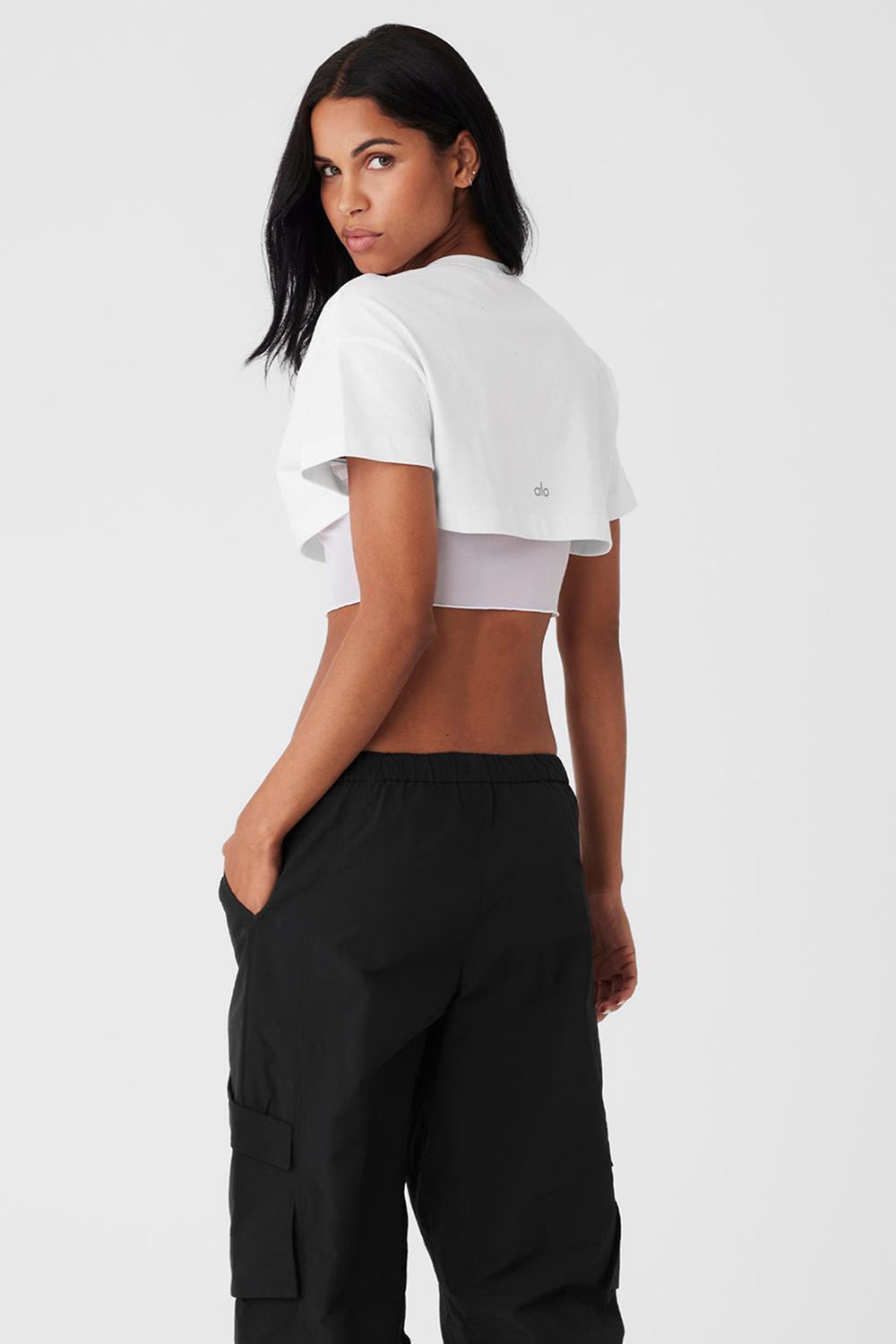 μπλουζακια για τρεξιμο γυναικεια Alo Yoga Made You Look Cropped Short Sleeve ασπρα | Greece  VBYUC-0184