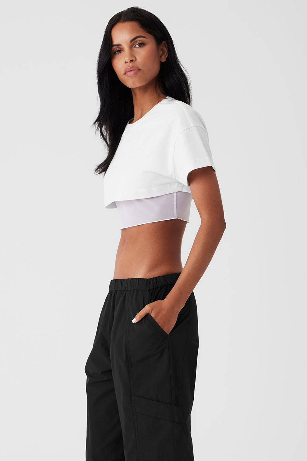 μπλουζακια για τρεξιμο γυναικεια Alo Yoga Made You Look Cropped Short Sleeve ασπρα | Greece  VBYUC-0184