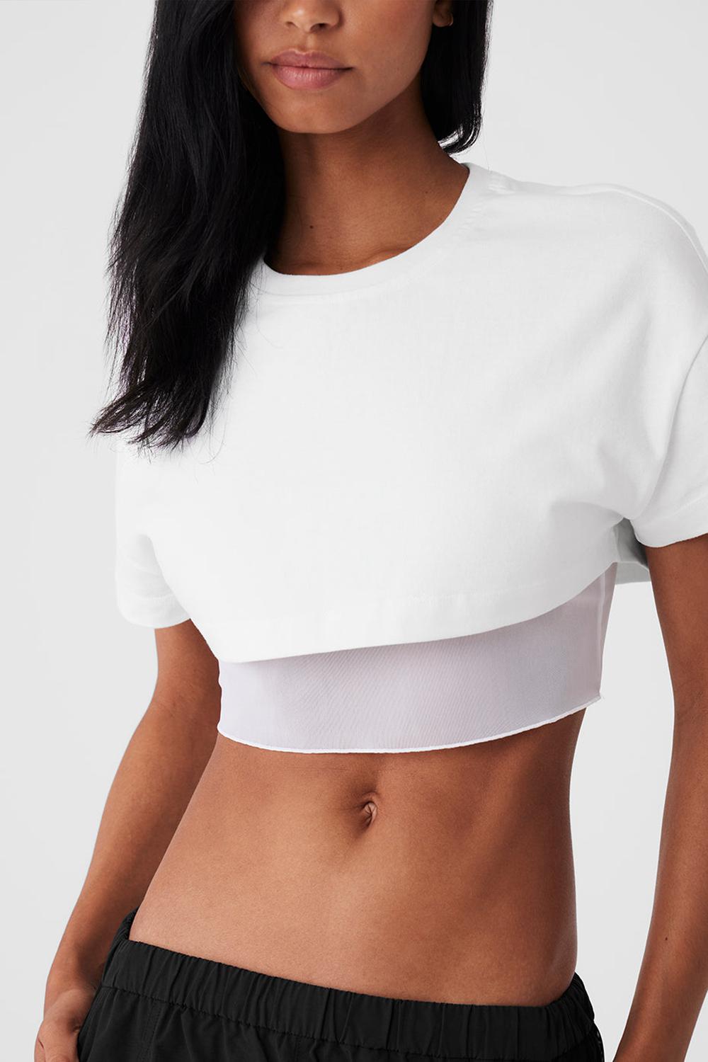 μπλουζακια για τρεξιμο γυναικεια Alo Yoga Made You Look Cropped Short Sleeve ασπρα | Greece  VBYUC-0184