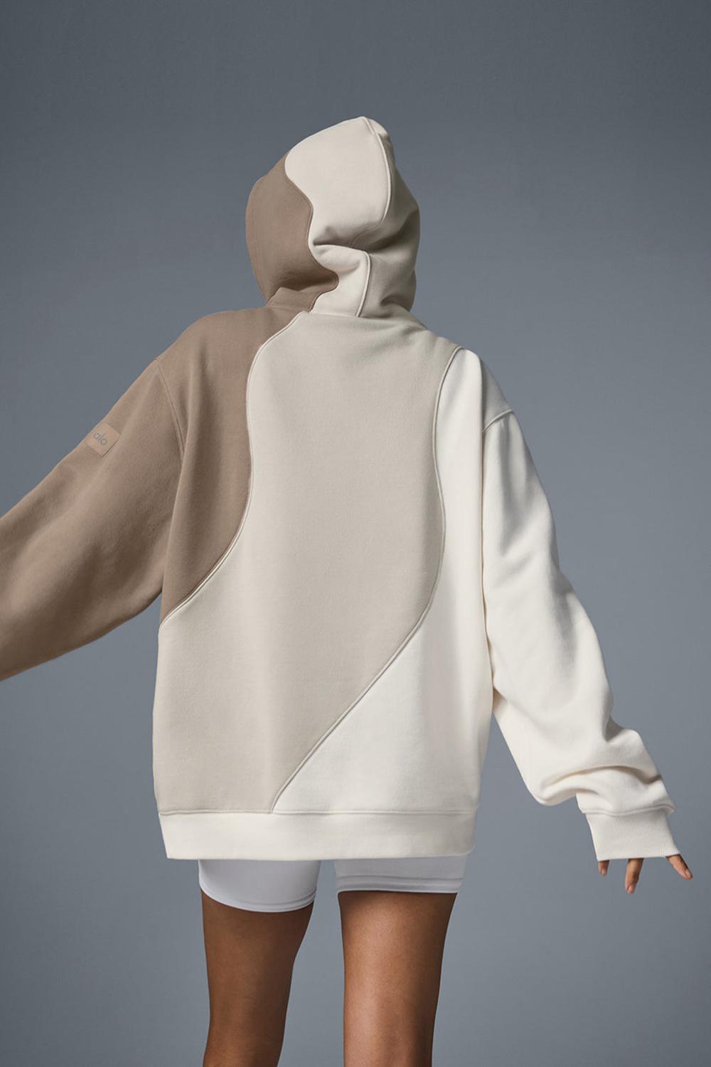 Φουτερ με Κουκουλα γυναικεια Alo Yoga Make Waves Ivory / Bone / Gravel | Greece  RFXIO-7986