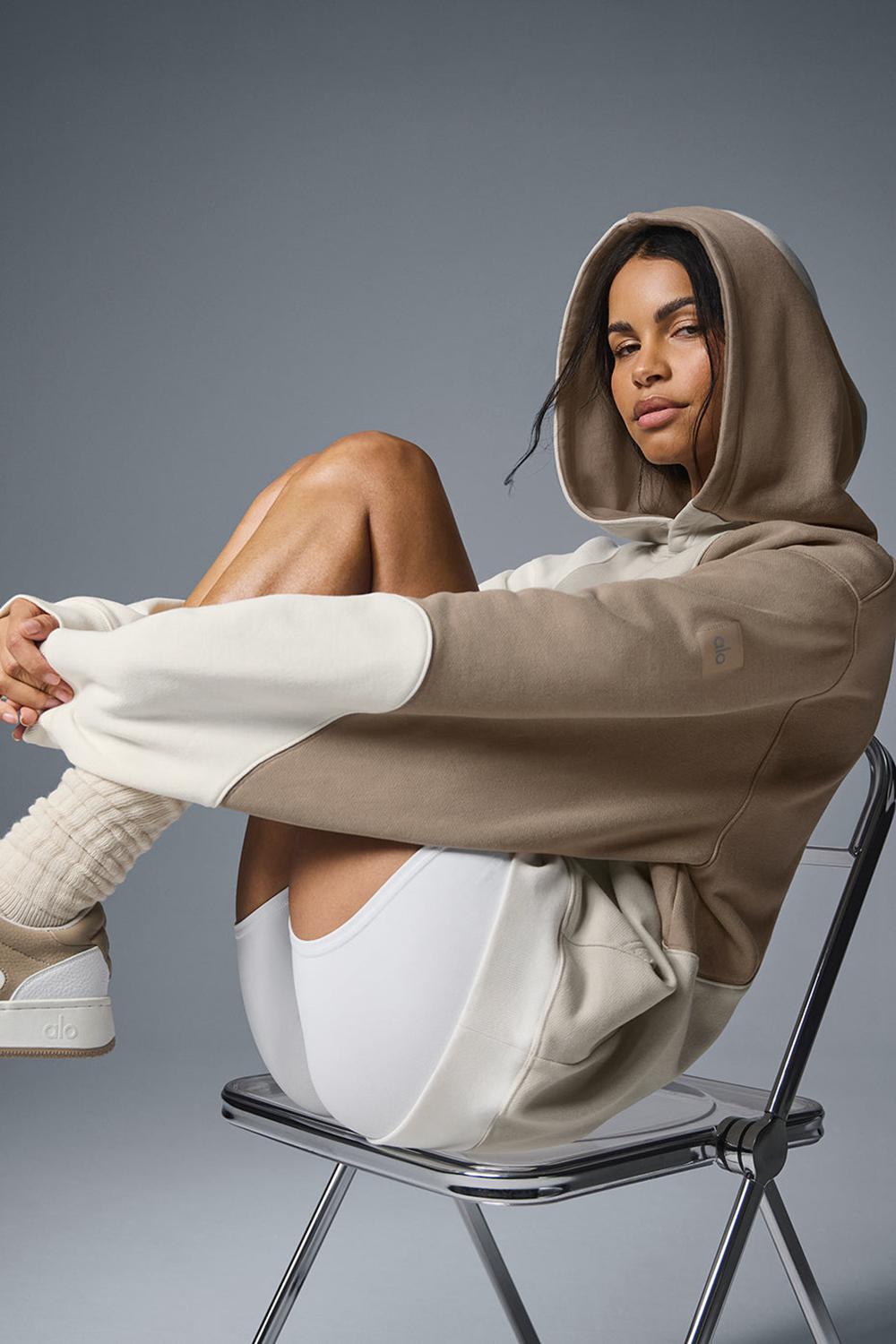 Φουτερ με Κουκουλα γυναικεια Alo Yoga Make Waves Ivory / Bone / Gravel | Greece  RFXIO-7986