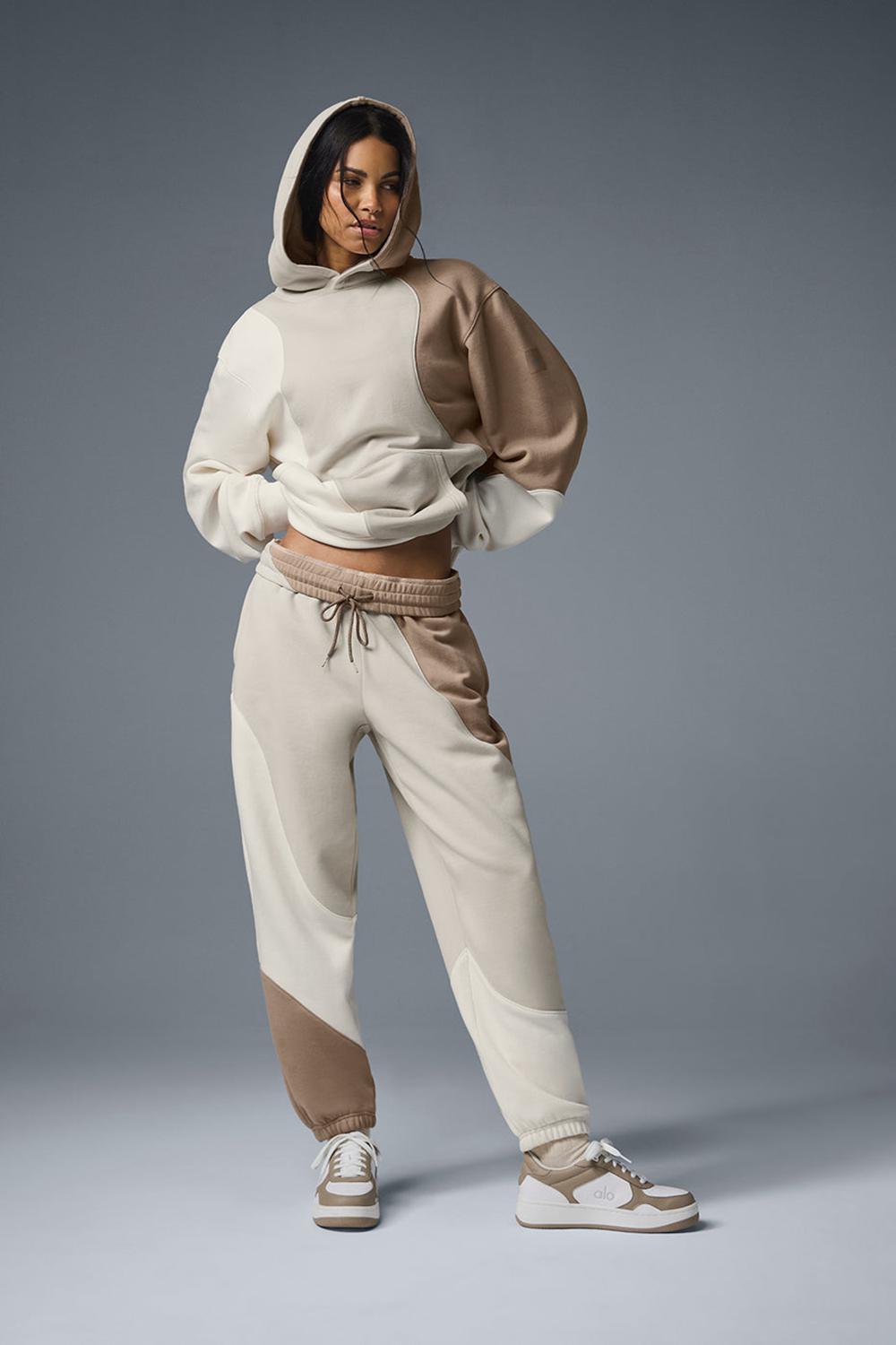 Φουτερ με Κουκουλα γυναικεια Alo Yoga Make Waves Ivory / Bone / Gravel | Greece  RFXIO-7986