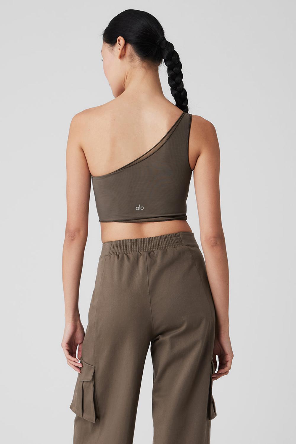 φανελακια για τρεξιμο γυναικεια Alo Yoga Mesh Sheer Illusion Ελιά | Greece  RUPGM-5182