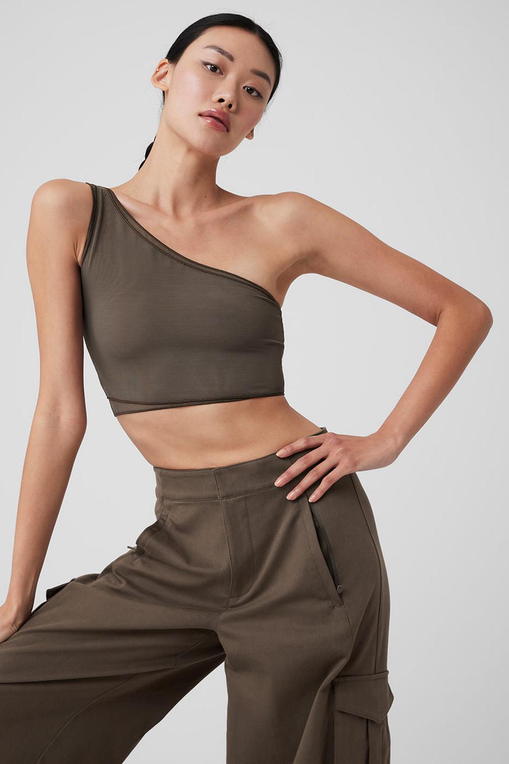 φανελακια για τρεξιμο γυναικεια Alo Yoga Mesh Sheer Illusion Ελιά | Greece  RUPGM-5182