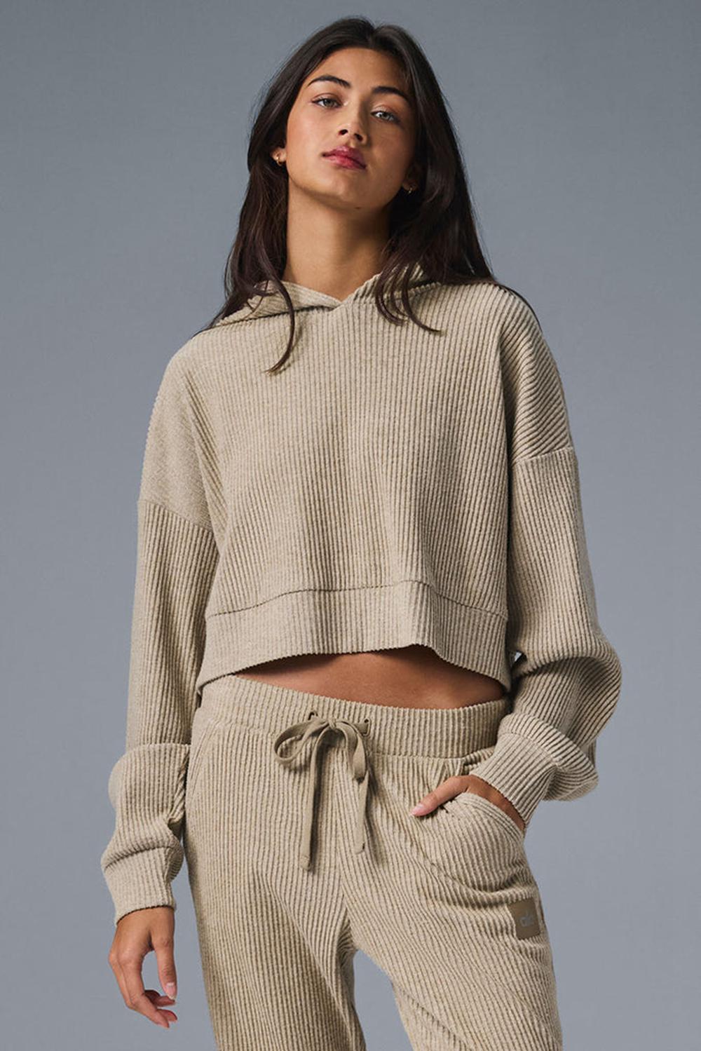 Φουτερ με Κουκουλα γυναικεια Alo Yoga Muse Gravel Heather | Greece  POSZU-1758