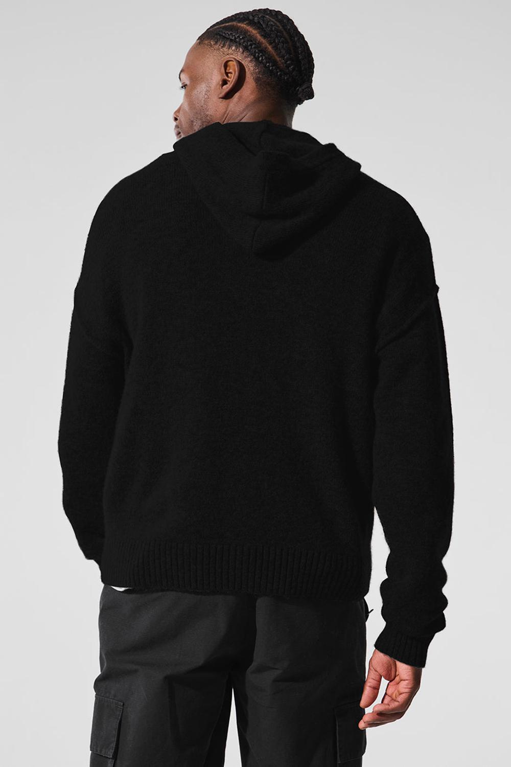 Φουτερ με Κουκουλα ανδρικα Alo Yoga New Class Cashmere Full Zip μαυρα | Greece  VFJNY-8516