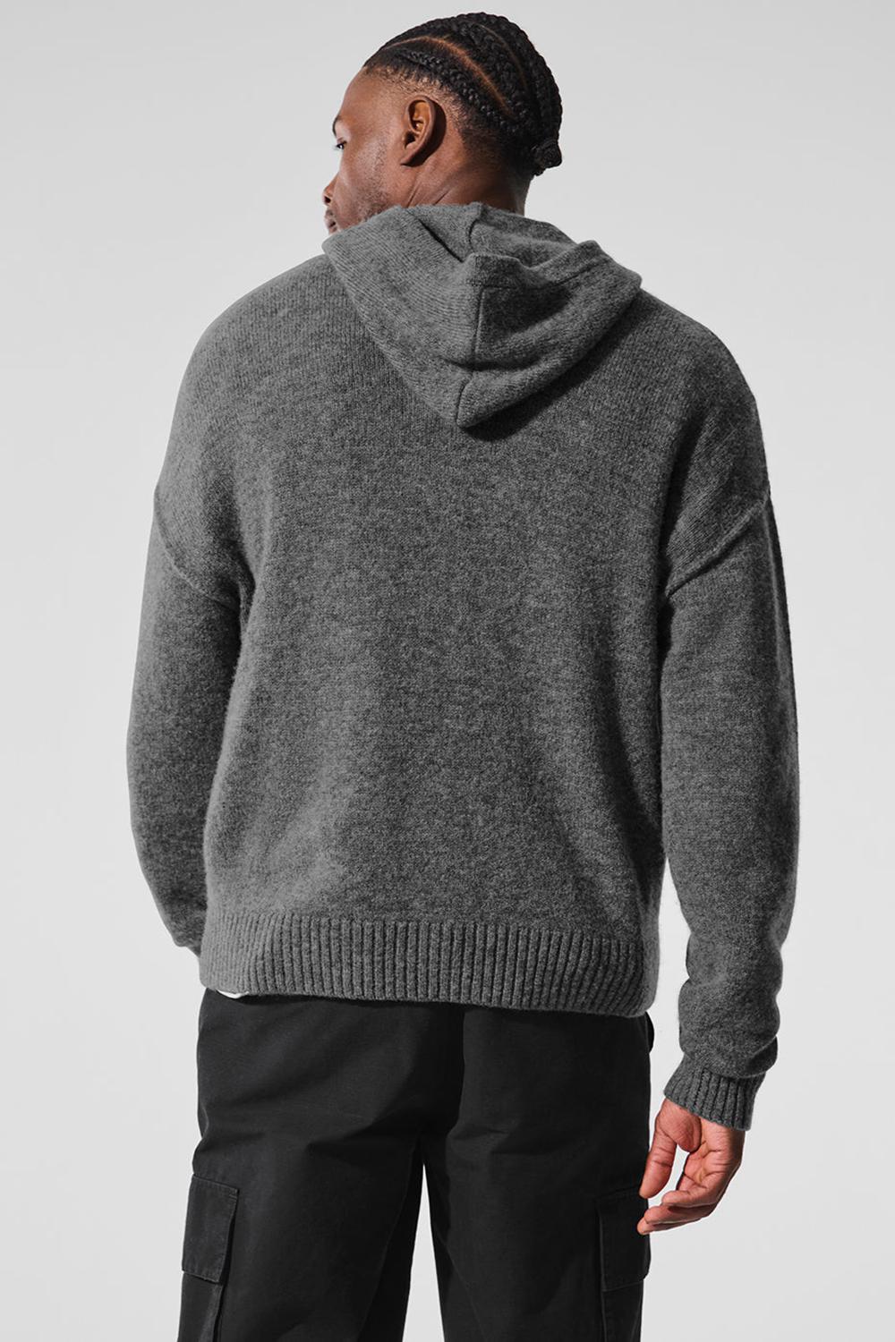 Φουτερ με Κουκουλα ανδρικα Alo Yoga New Class Cashmere Full Zip Πλατίνα γκρι | Greece  YIMXD-0945