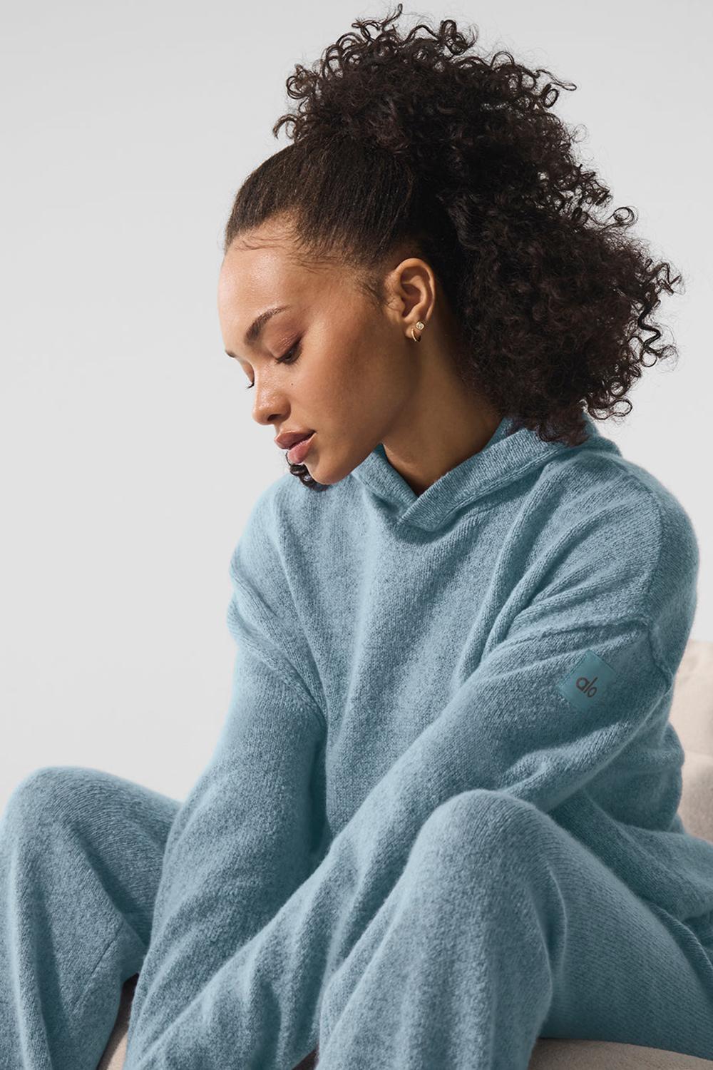 Φουτερ με Κουκουλα γυναικεια Alo Yoga New Class Cashmere μπλε | Greece  AUEKF-9537