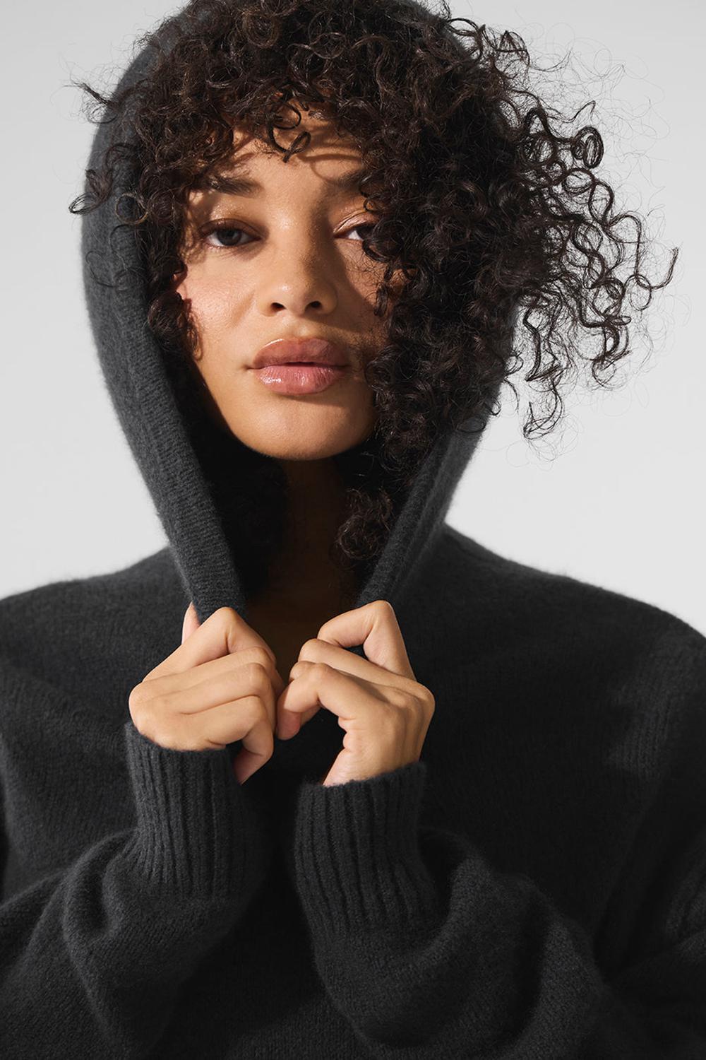 Φουτερ με Κουκουλα γυναικεια Alo Yoga New Class Cashmere μαυρα | Greece  THQOZ-0158