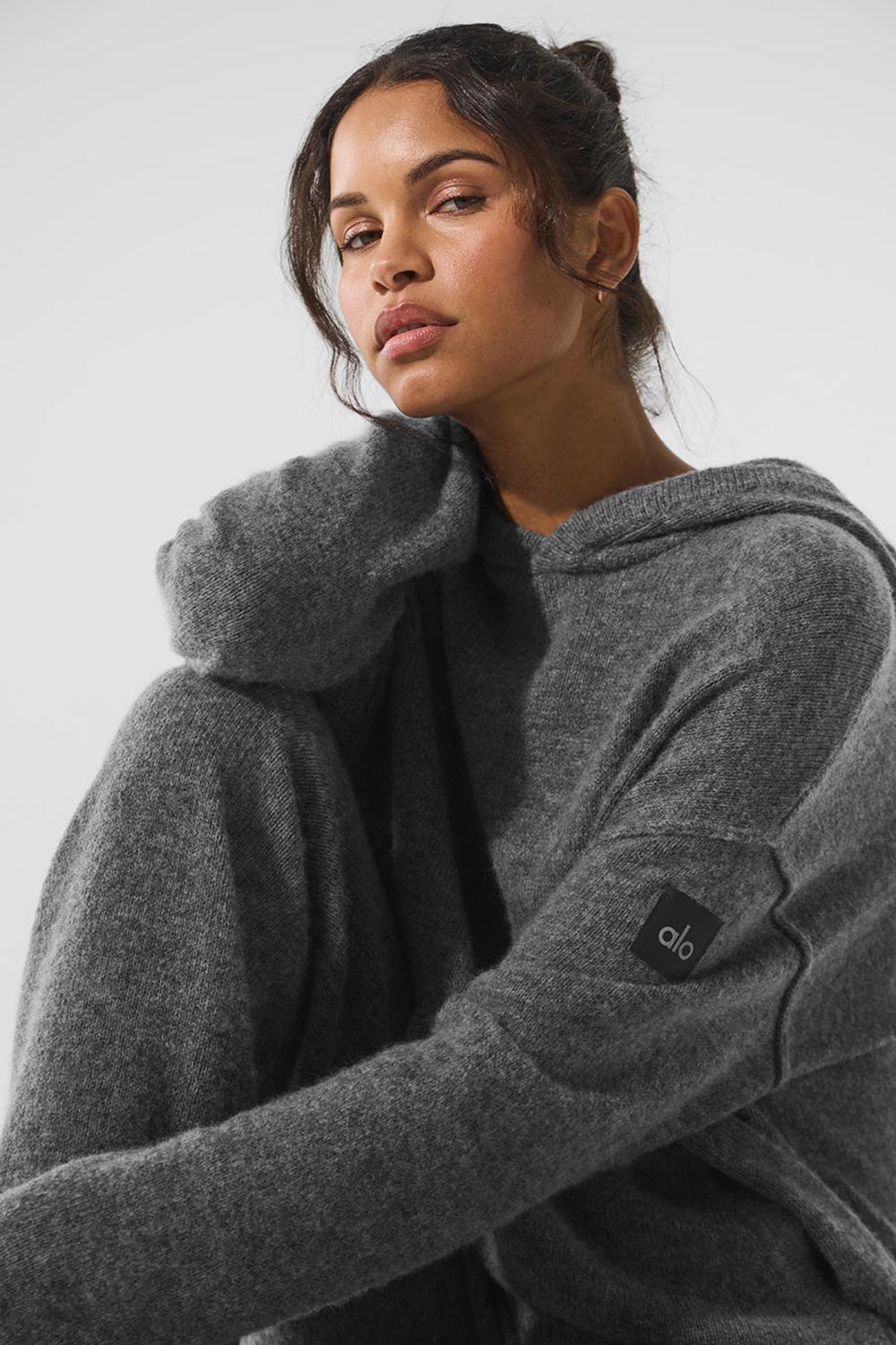 Φουτερ με Κουκουλα γυναικεια Alo Yoga New Class Cashmere Πλατίνα γκρι | Greece  LNSAE-4296