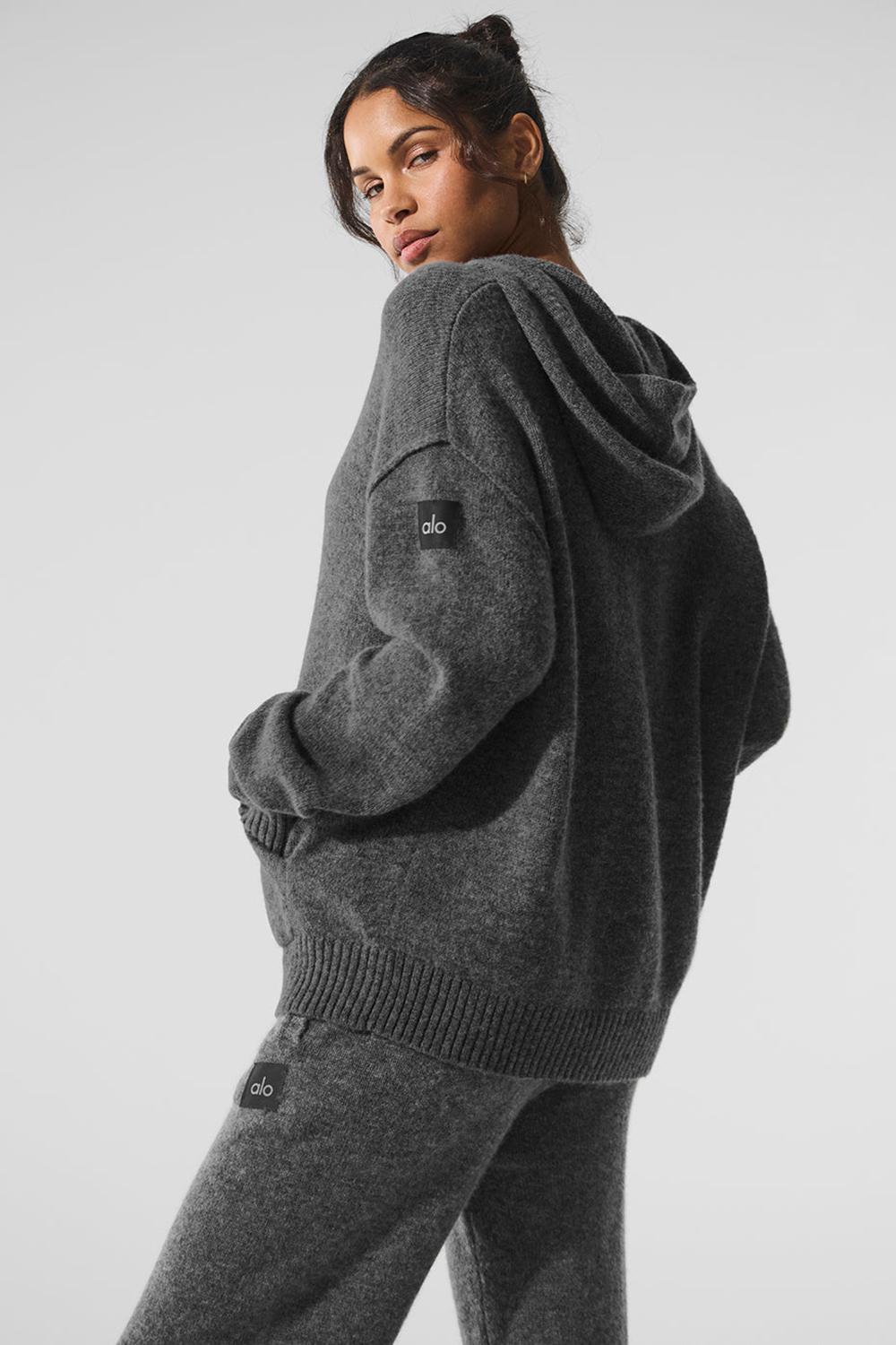 Φουτερ με Κουκουλα γυναικεια Alo Yoga New Class Cashmere Πλατίνα γκρι | Greece  LNSAE-4296