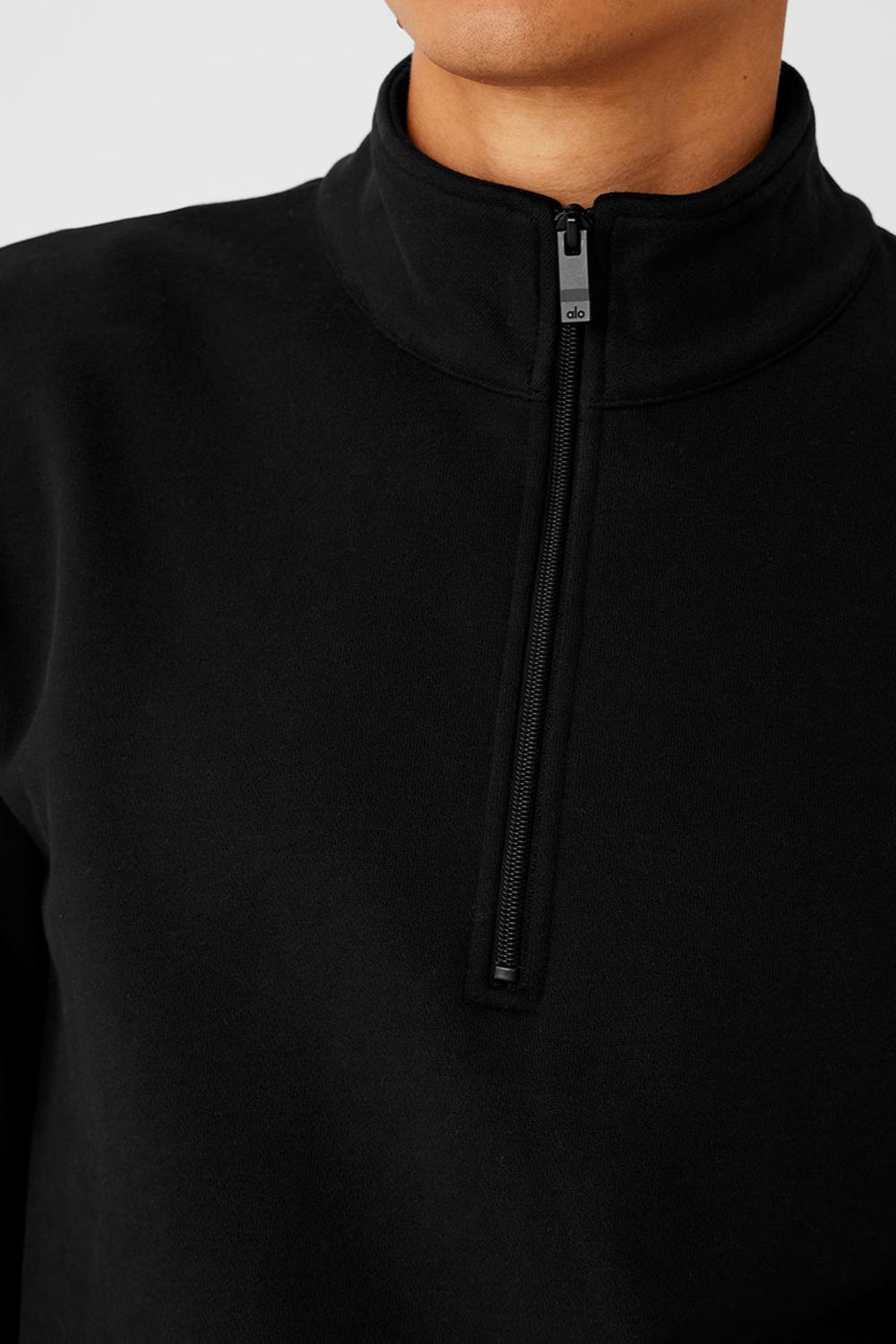 Φουτερ με Κουκουλα ανδρικα Alo Yoga Renown Heavy Weight 1/4 Zip μαυρα | Greece  JHMSU-4910