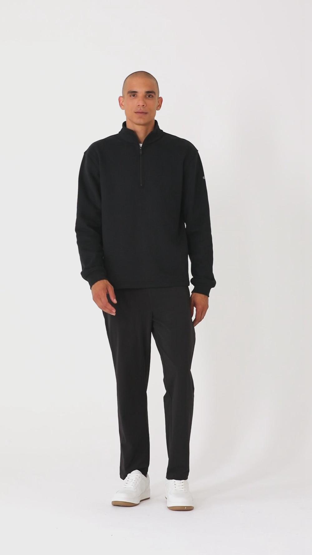 Φουτερ με Κουκουλα ανδρικα Alo Yoga Renown Heavy Weight 1/4 Zip μαυρα | Greece  JHMSU-4910