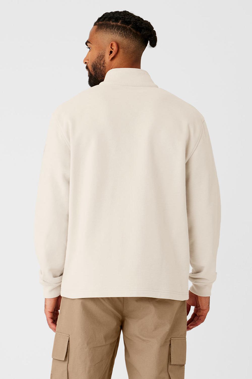 Φουτερ με Κουκουλα ανδρικα Alo Yoga Renown Heavy Weight 1/4 Zip Bone | Greece  XORPK-4102