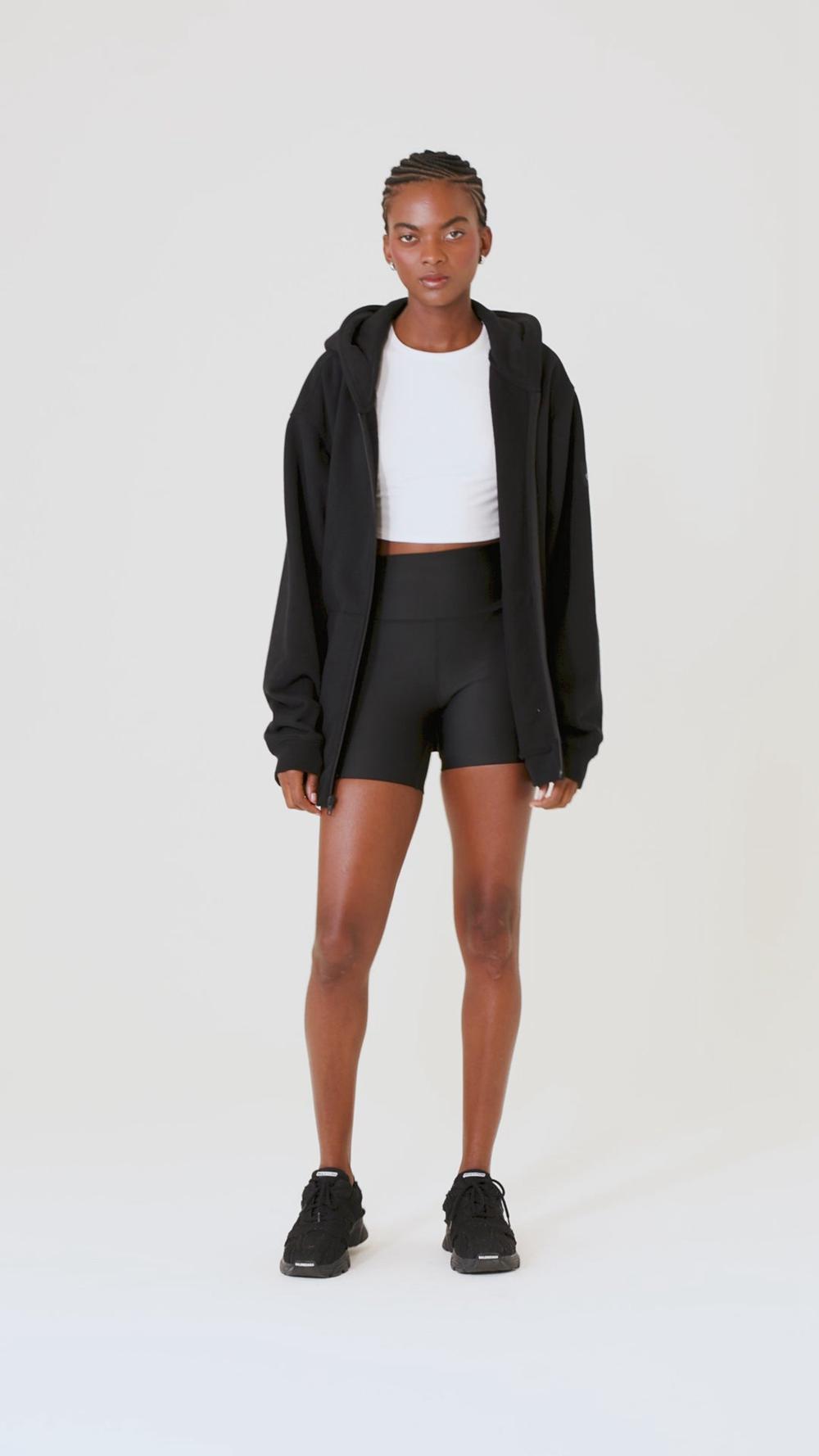 Φουτερ με Κουκουλα γυναικεια Alo Yoga Renown Heavy Weight Full Zip μαυρα | Greece  HZPIJ-5172