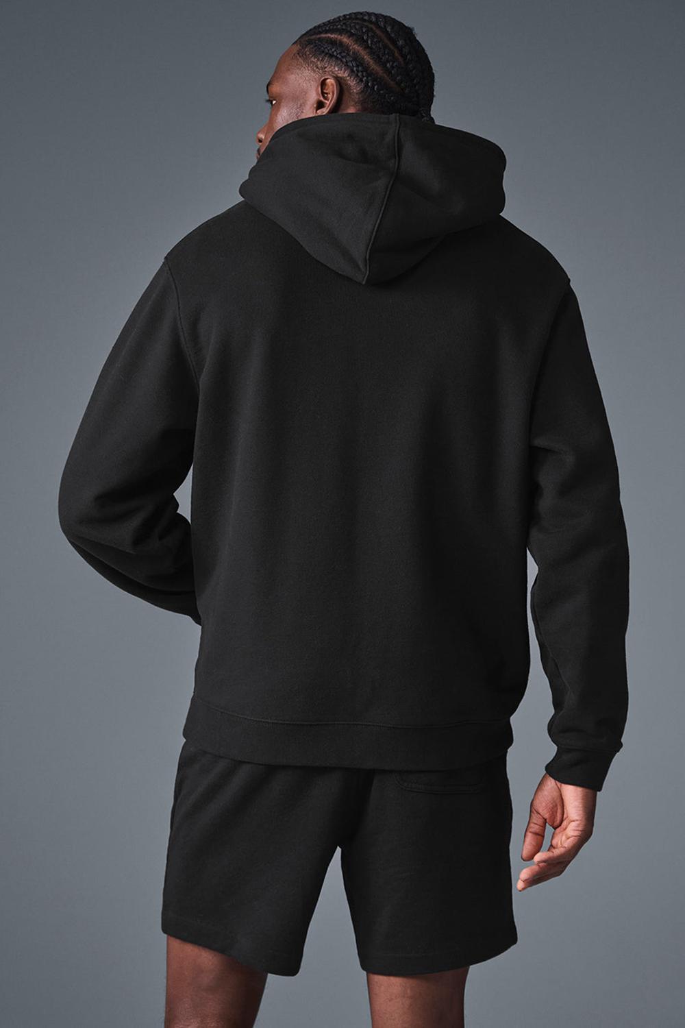 Φουτερ με Κουκουλα ανδρικα Alo Yoga Renown Heavy Weight Full Zip μαυρα | Greece  ZSDWF-3150