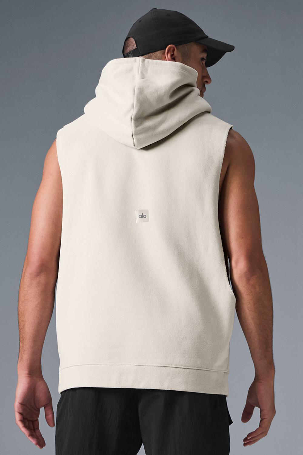 Φουτερ με Κουκουλα ανδρικα Alo Yoga Renown Sleeveless Bone | Greece  QAHOD-5847