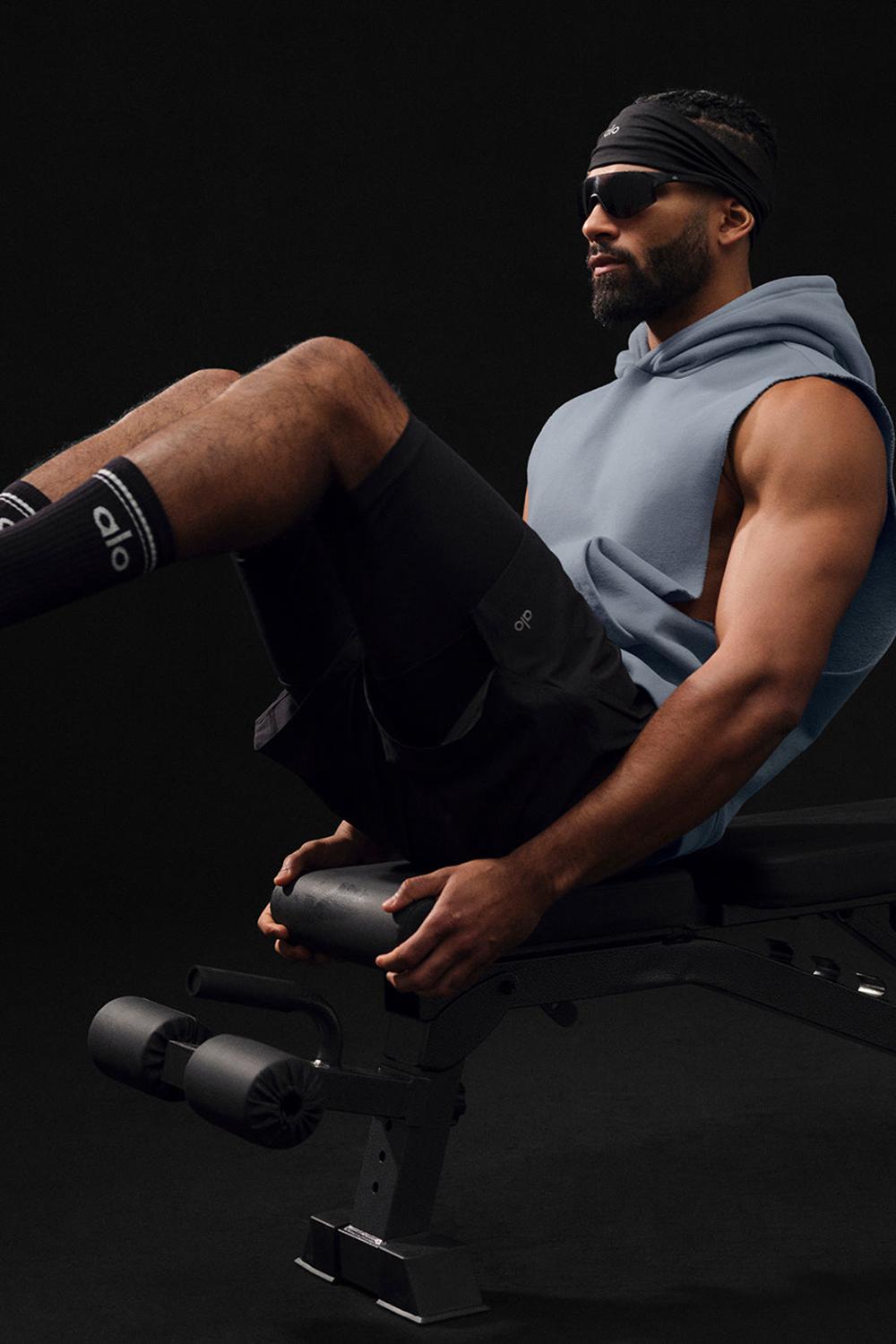 Φουτερ με Κουκουλα ανδρικα Alo Yoga Renown Sleeveless γκρι | Greece  GCMLK-0319