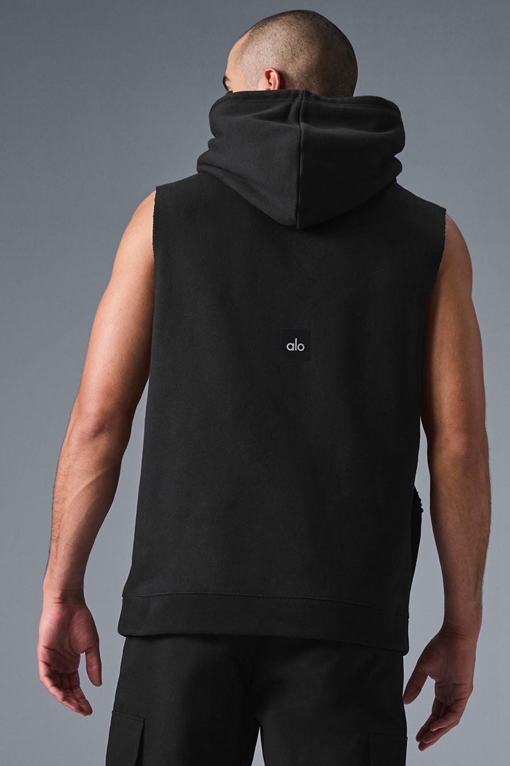 Φουτερ με Κουκουλα ανδρικα Alo Yoga Renown Sleeveless μαυρα | Greece  KUFEC-3120