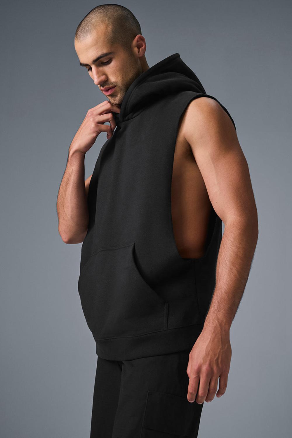 Φουτερ με Κουκουλα ανδρικα Alo Yoga Renown Sleeveless μαυρα | Greece  KUFEC-3120