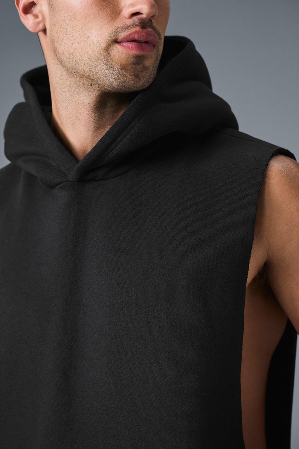Φουτερ με Κουκουλα ανδρικα Alo Yoga Renown Sleeveless μαυρα | Greece  KUFEC-3120
