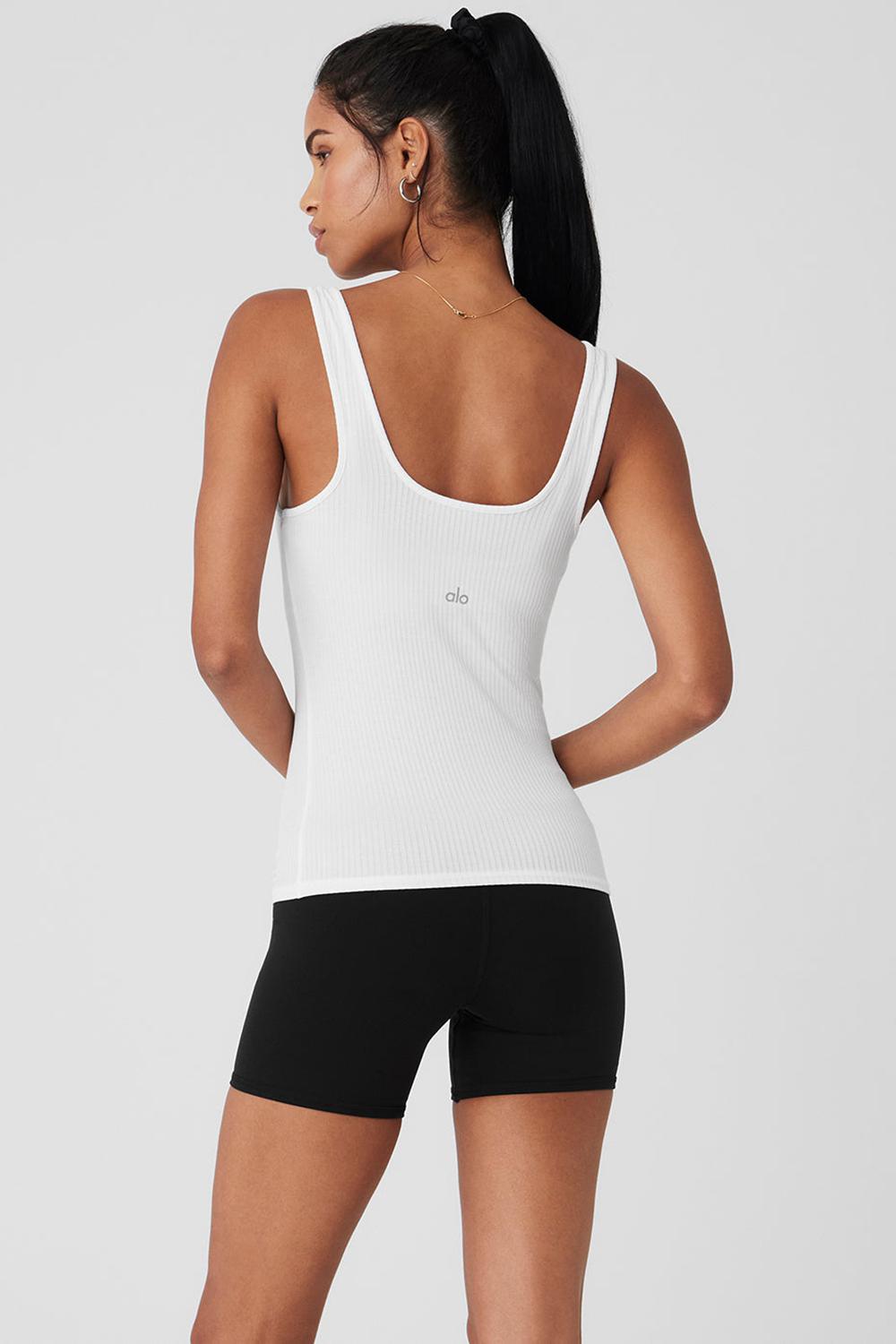 φανελακια για τρεξιμο γυναικεια Alo Yoga Ribbed Sea Coast Scoop Neck ασπρα | Greece  SOMCL-7395