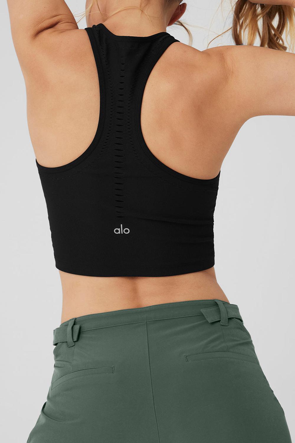 φανελακια για τρεξιμο γυναικεια Alo Yoga Seamless Open Air Racerback μαυρα | Greece  WDUJK-1673
