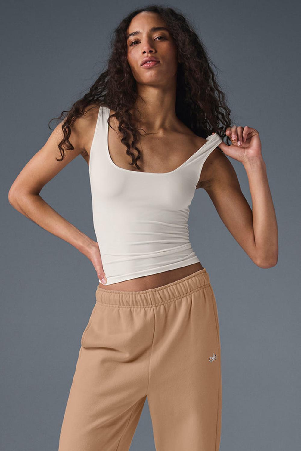 φανελακια για τρεξιμο γυναικεια Alo Yoga Sheer Glow Ivory | Greece  KOBWY-0864