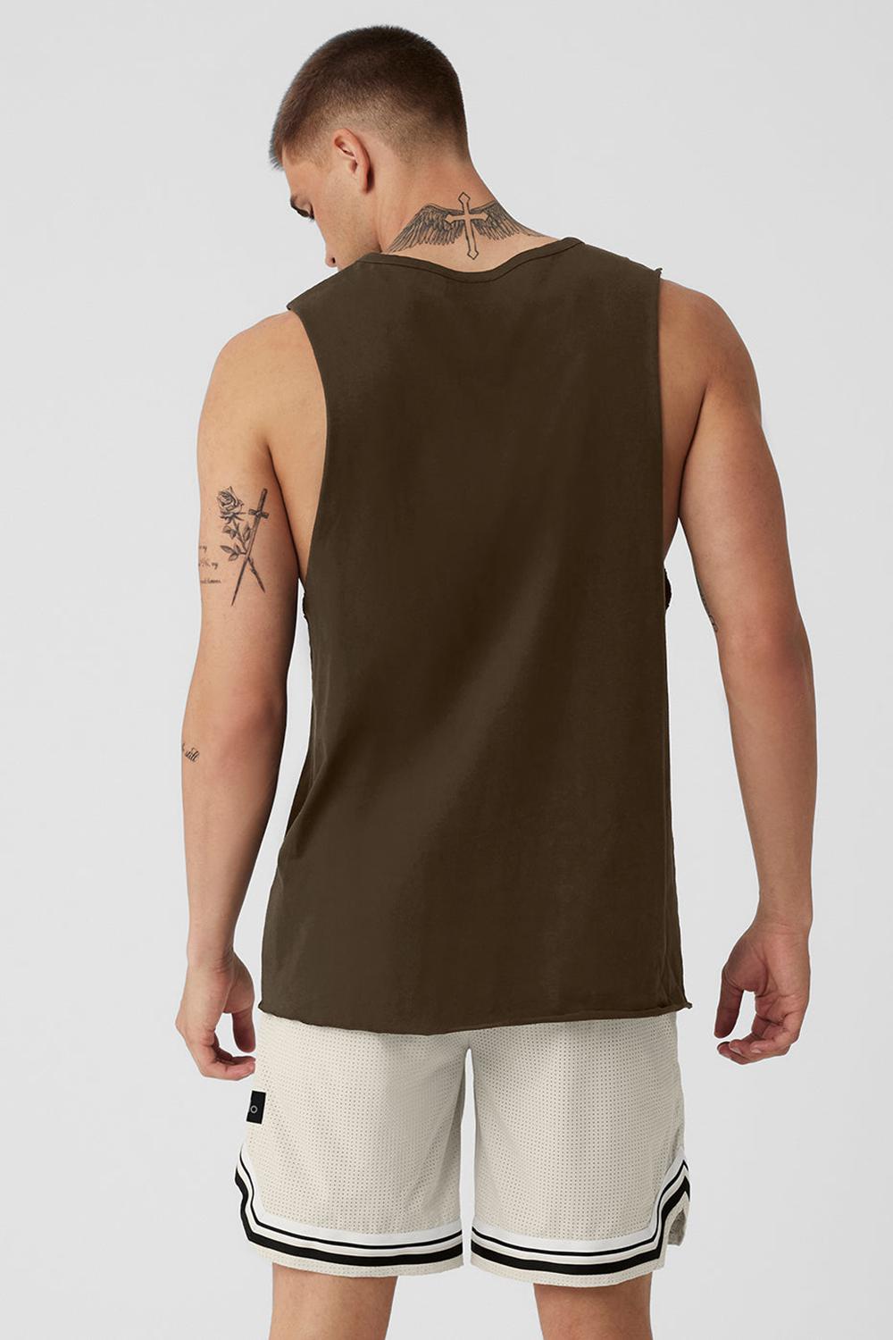 φανελακια για τρεξιμο ανδρικα Alo Yoga Society Raw Edge Espresso | Greece  YIHTA-9750
