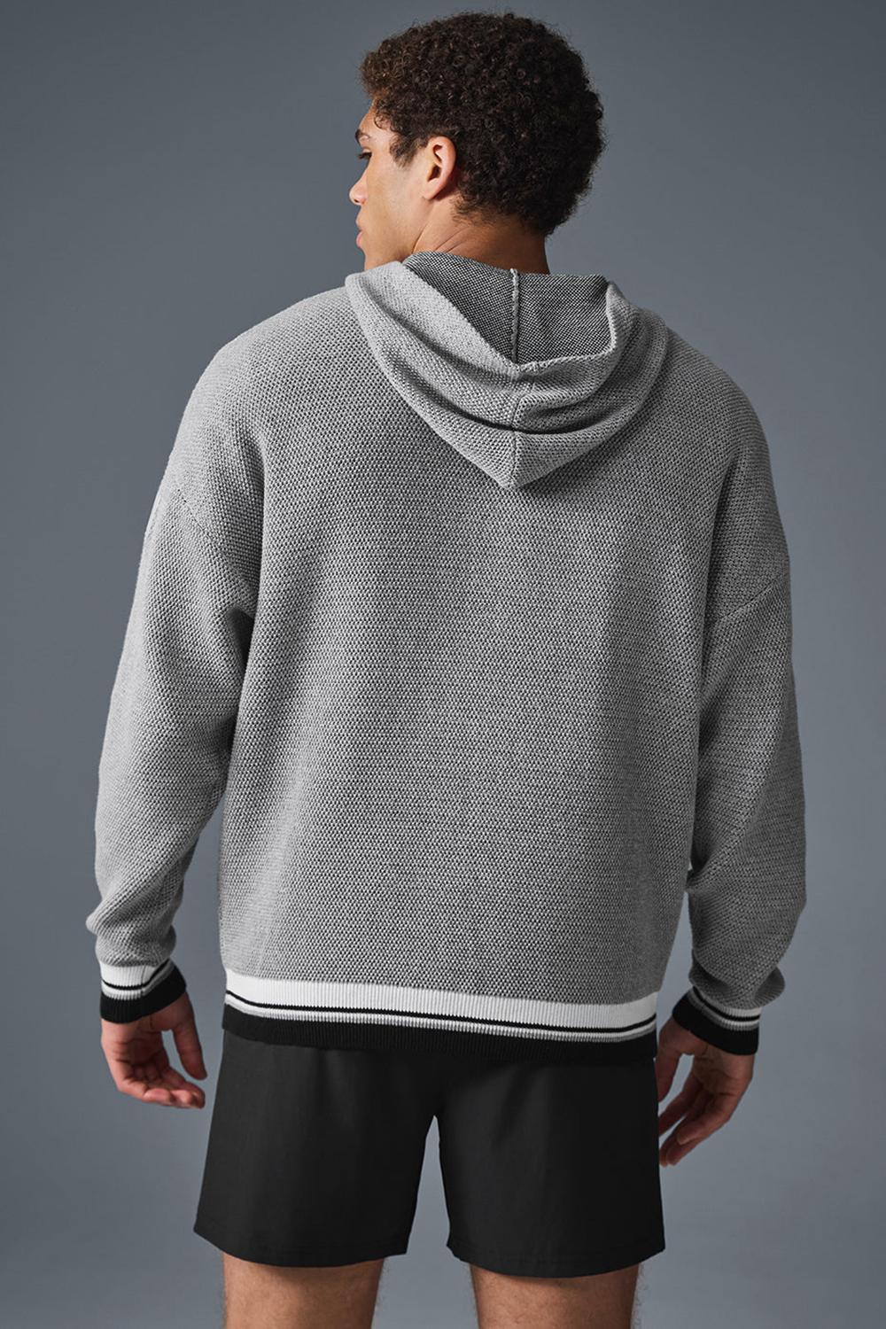 Φουτερ με Κουκουλα ανδρικα Alo Yoga Sports Club Knit γκρι | Greece  IUZTB-4903