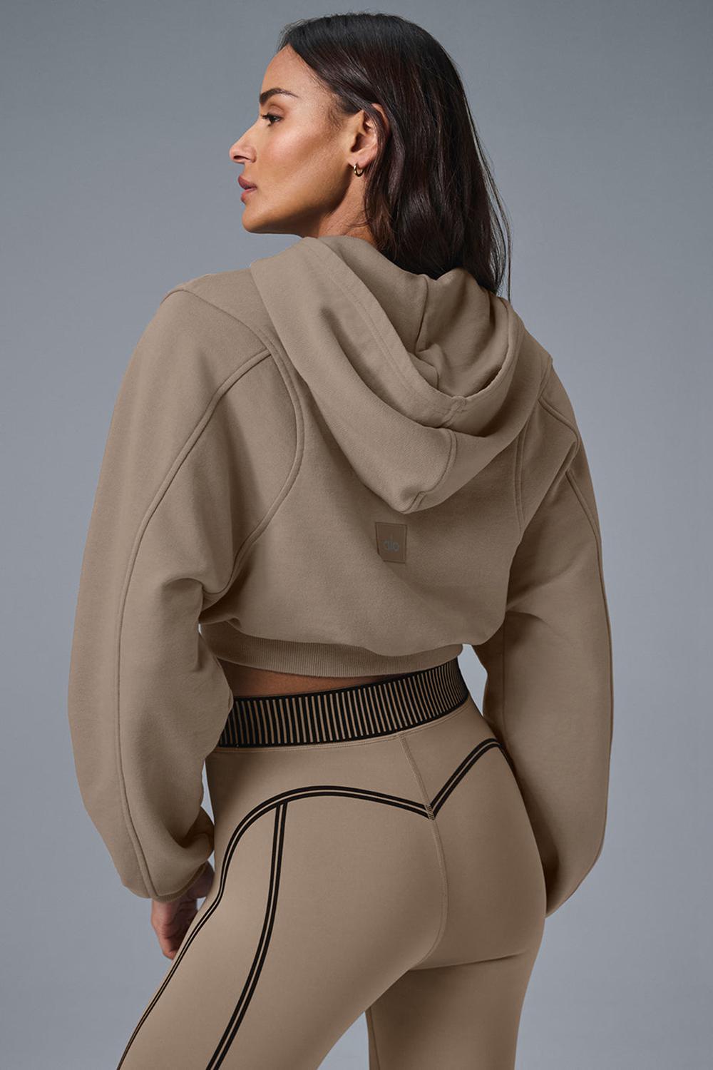 Φουτερ με Κουκουλα γυναικεια Alo Yoga Sweet Escape Zip Up Gravel | Greece  DJBUO-4965