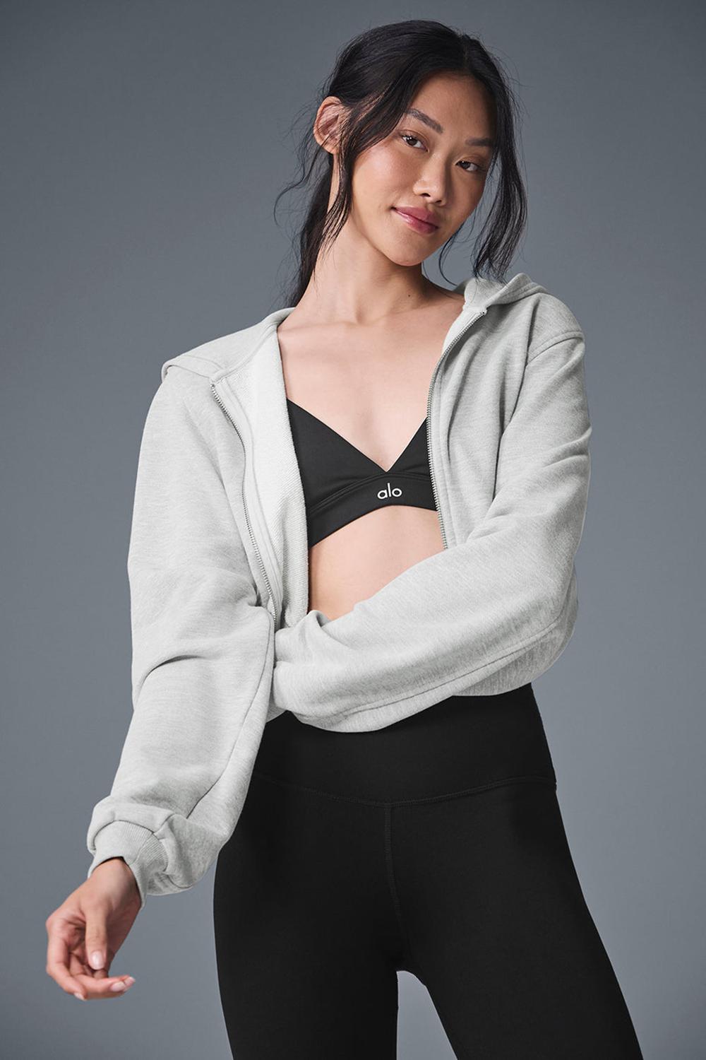 Φουτερ με Κουκουλα γυναικεια Alo Yoga Sweet Escape Zip Up γκρι | Greece  CYSPX-2314
