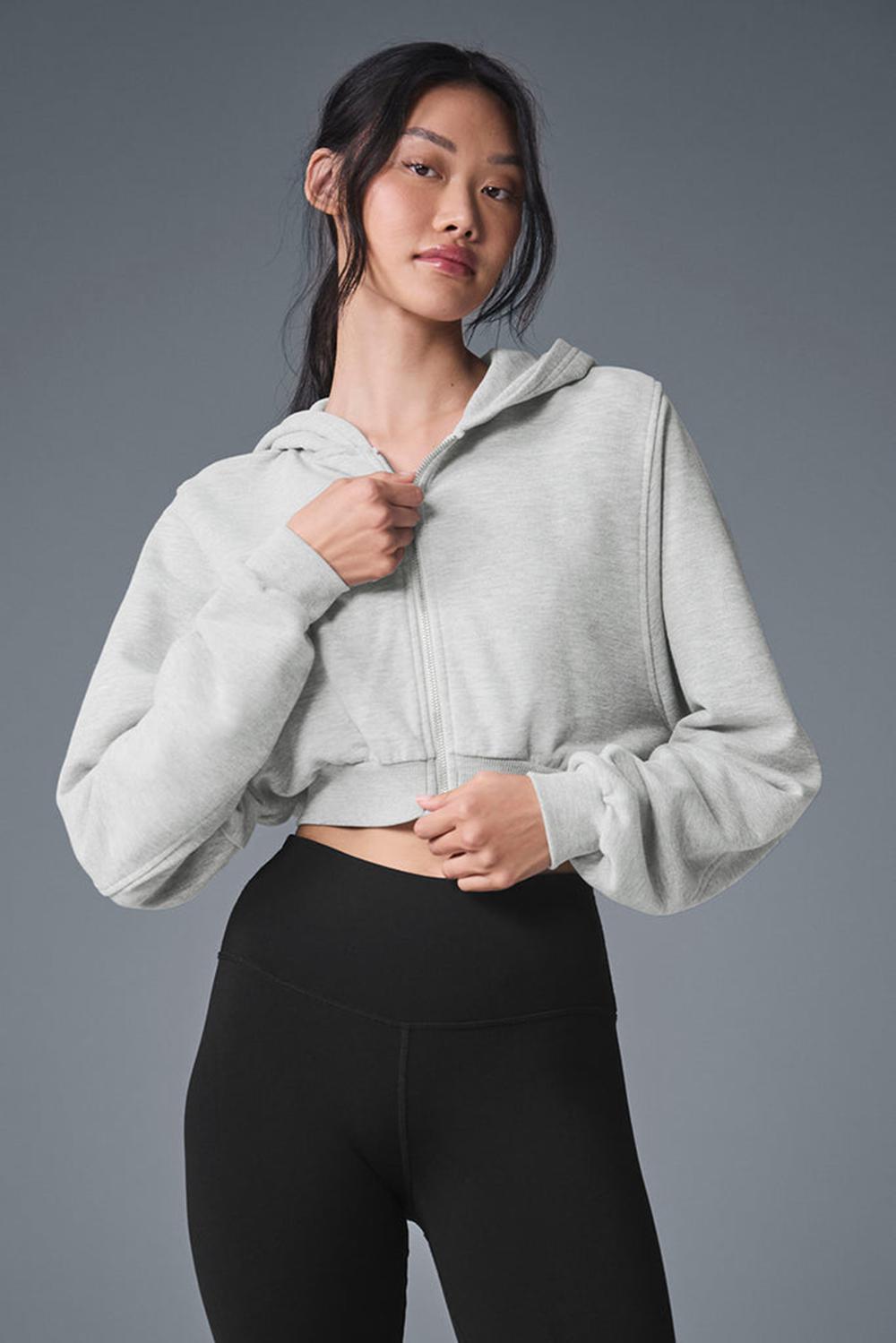 Φουτερ με Κουκουλα γυναικεια Alo Yoga Sweet Escape Zip Up γκρι | Greece  CYSPX-2314
